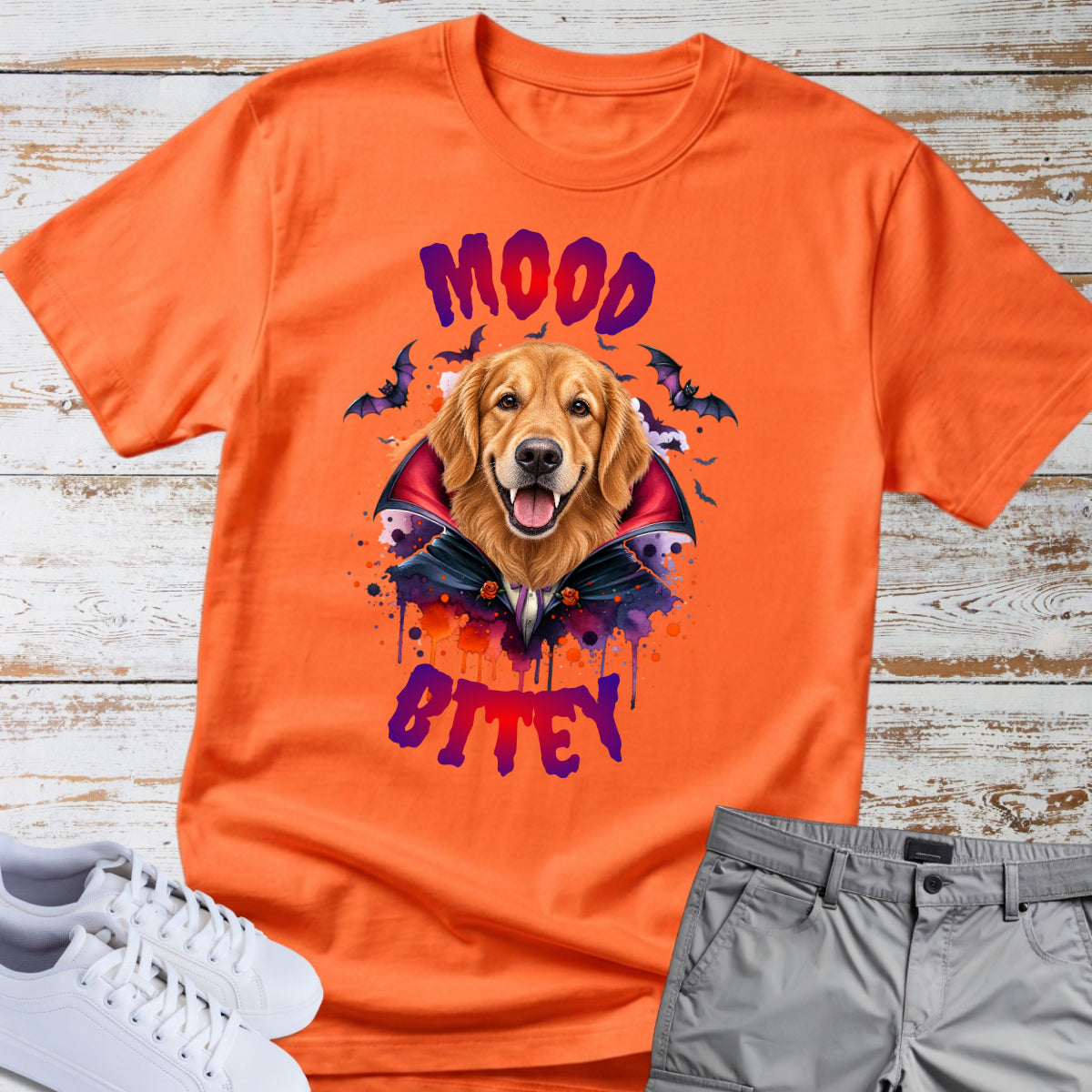 Mood Bitey 🧛‍♂️🐕 Golden Retriever Halloween T-shirt