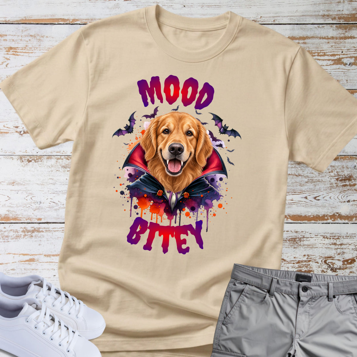 Mood Bitey 🧛‍♂️🐕 Golden Retriever Halloween T-shirt