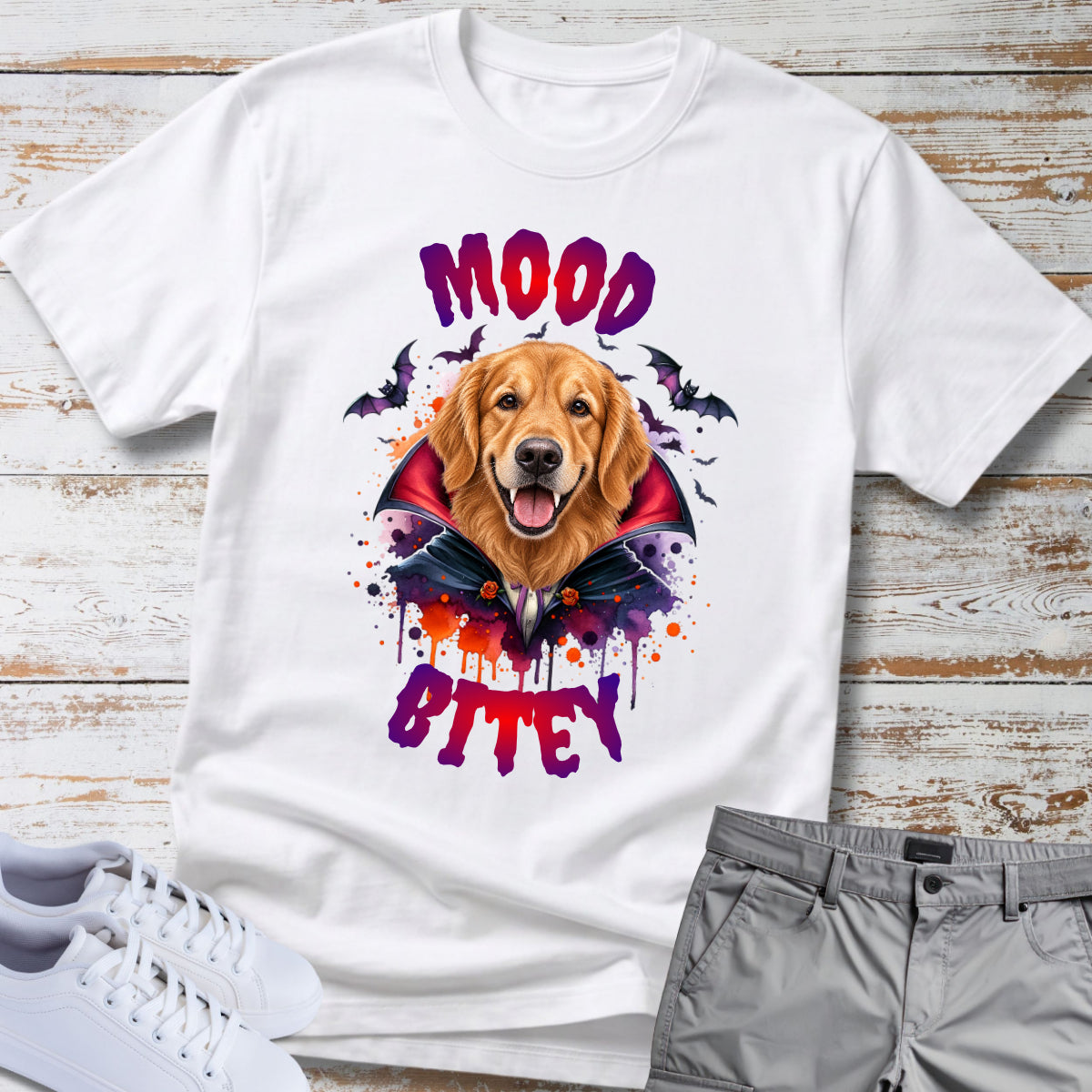 Mood Bitey 🧛‍♂️🐕 Golden Retriever Halloween T-shirt