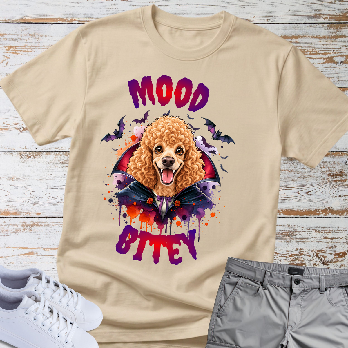 🧛‍♂️🐩 Mood Bitey — Poodle Halloween T-Shirt