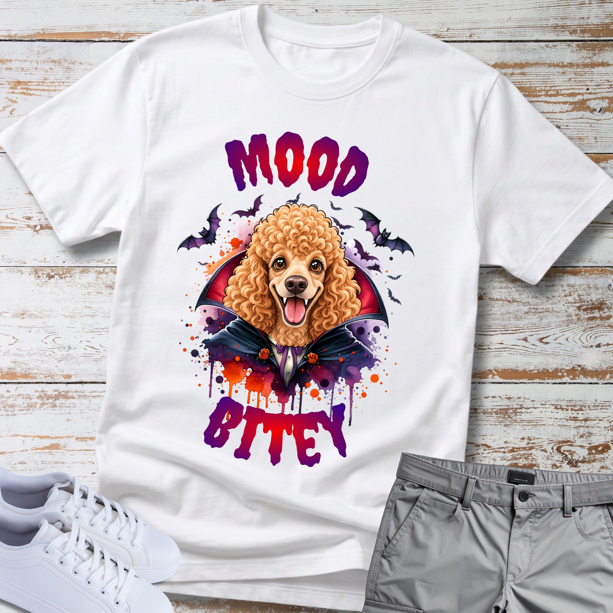 🧛‍♂️🐩 Mood Bitey — Poodle Halloween T-Shirt