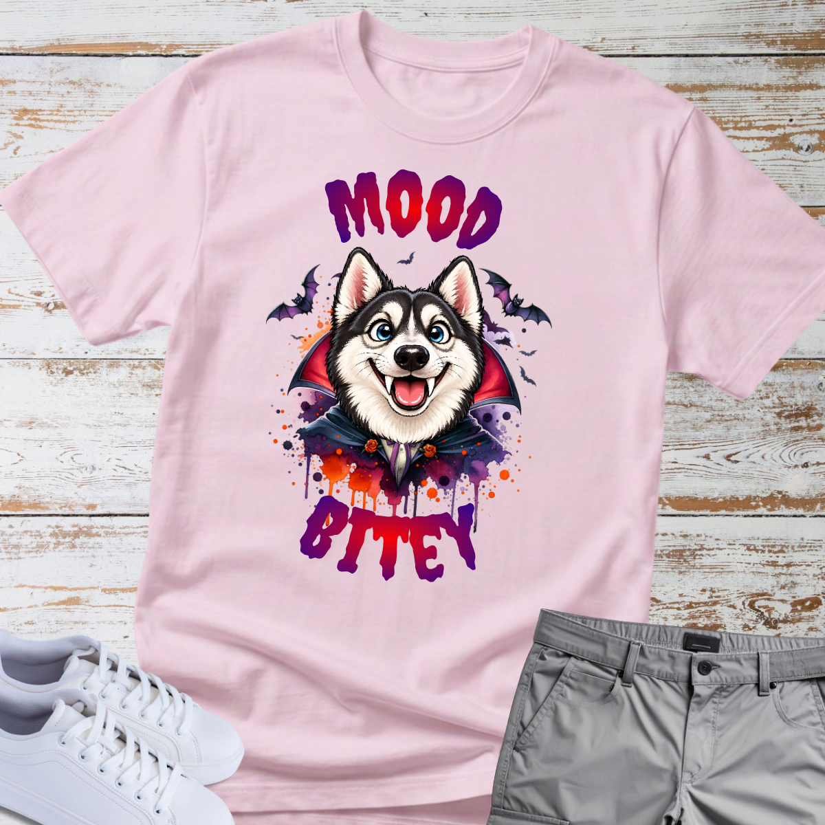 🧛‍♂️🐺 Mood Bitey — Siberian Husky Halloween T-Shirt
