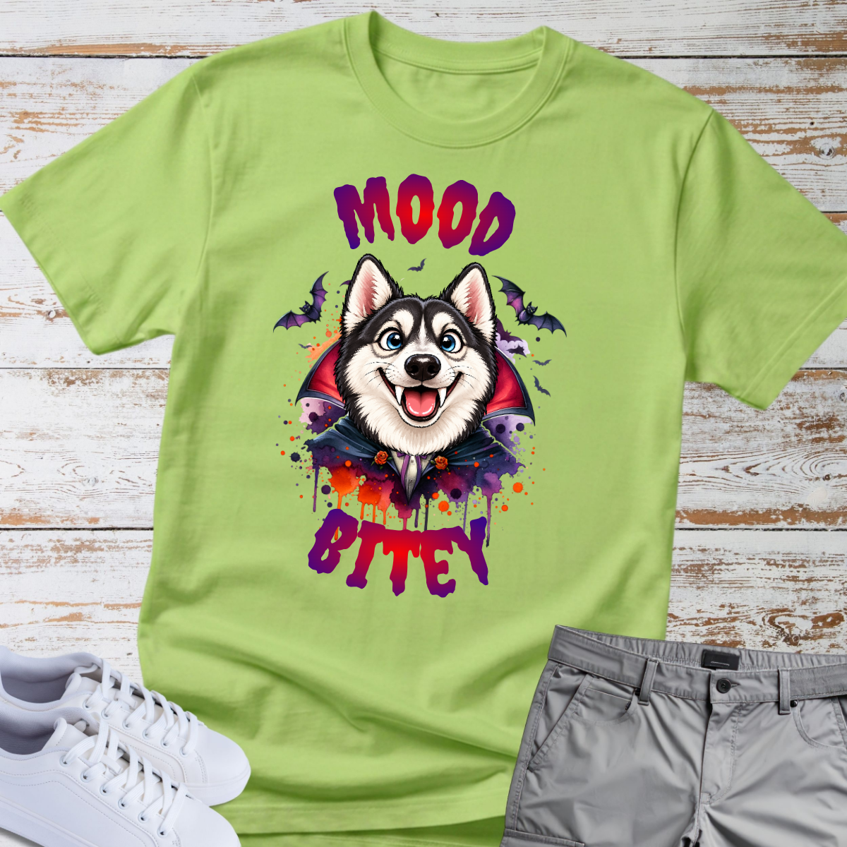 🧛‍♂️🐺 Mood Bitey — Siberian Husky Halloween T-Shirt