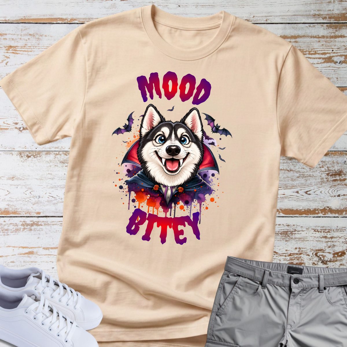 🧛‍♂️🐺 Mood Bitey — Siberian Husky Halloween T-Shirt