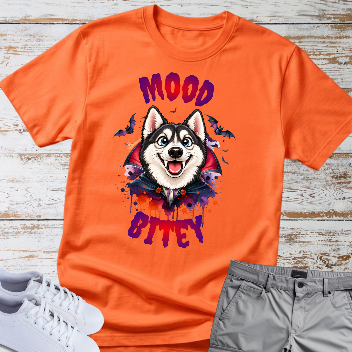 🧛‍♂️🐺 Mood Bitey — Siberian Husky Halloween T-Shirt