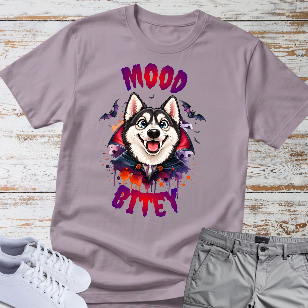 🧛‍♂️🐺 Mood Bitey — Siberian Husky Halloween T-Shirt