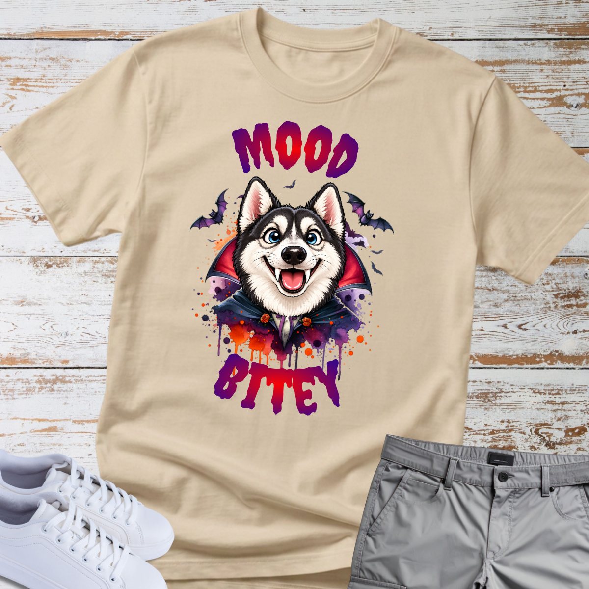 🧛‍♂️🐺 Mood Bitey — Siberian Husky Halloween T-Shirt