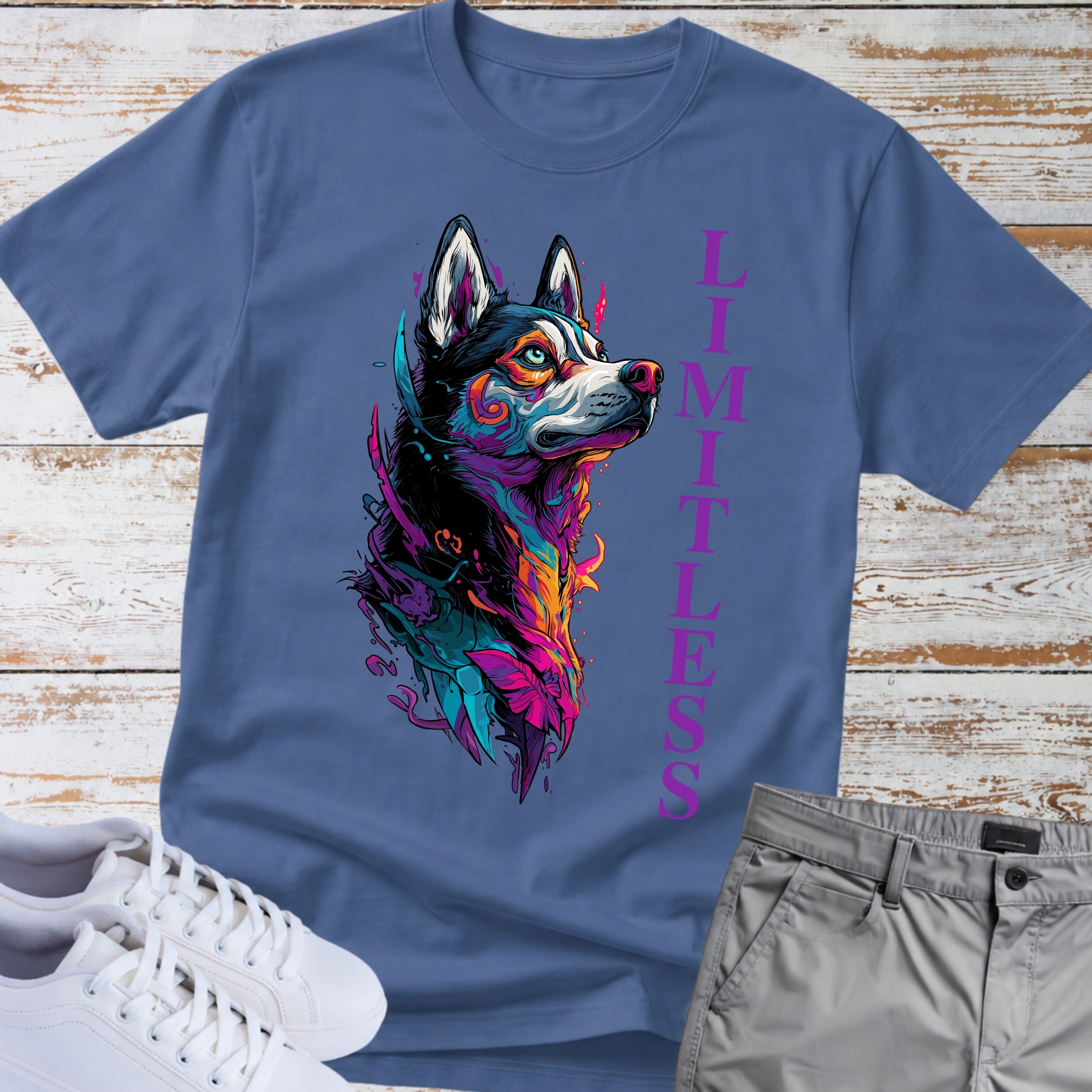 Limitless Colorful Siberian Husky T-Shirt
