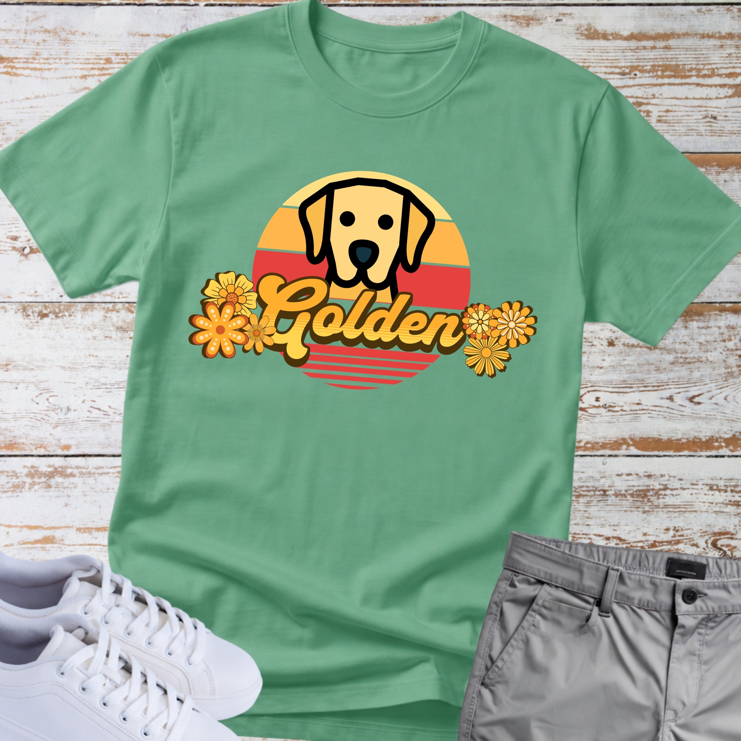 Golden Retriever Vintage Sunset T-Shirt