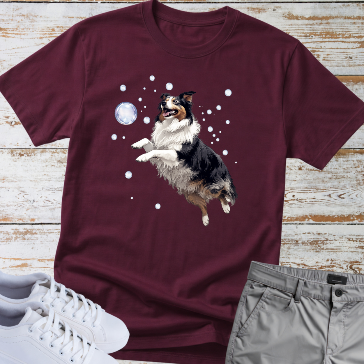 Australian Shepherd Bubble Play T-Shirt