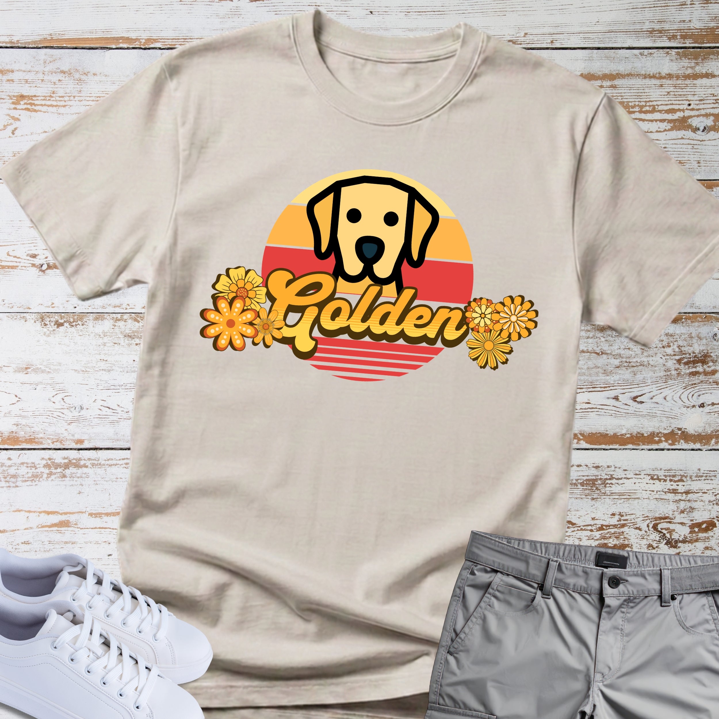 Golden Retriever Vintage Sunset T-Shirt