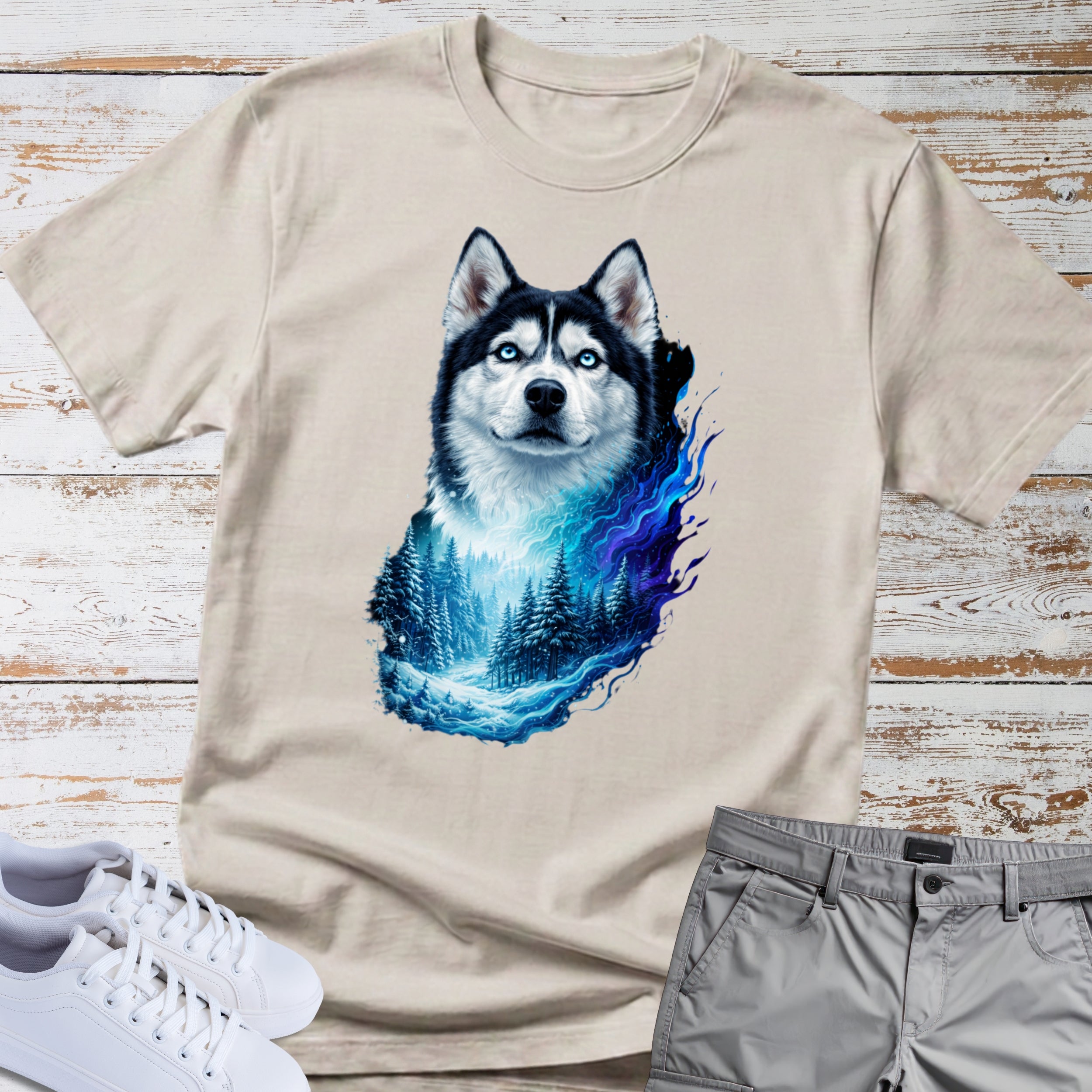 Siberian Husky Arctic Forest Tee