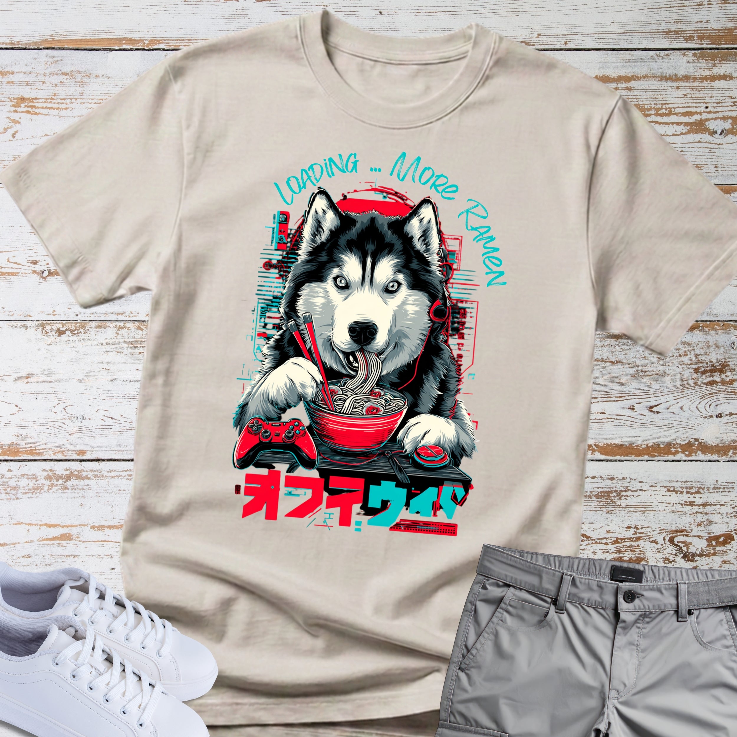 Gaming Siberian Husky Ramen T-Shirt