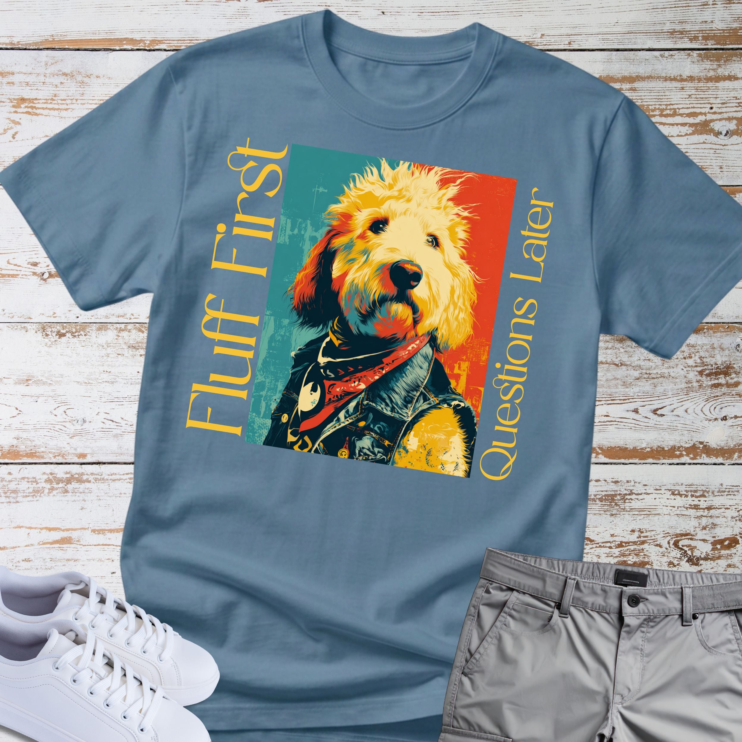 Goldendoodle Fluff First Questions Later T-shirt