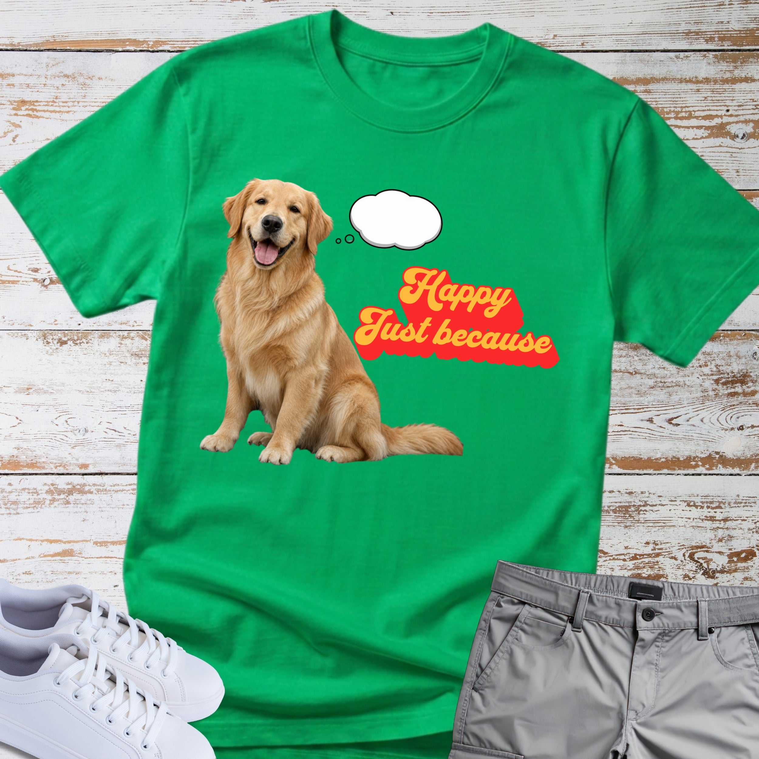 Golden Retriever "Happy Just Because" T-Shirt