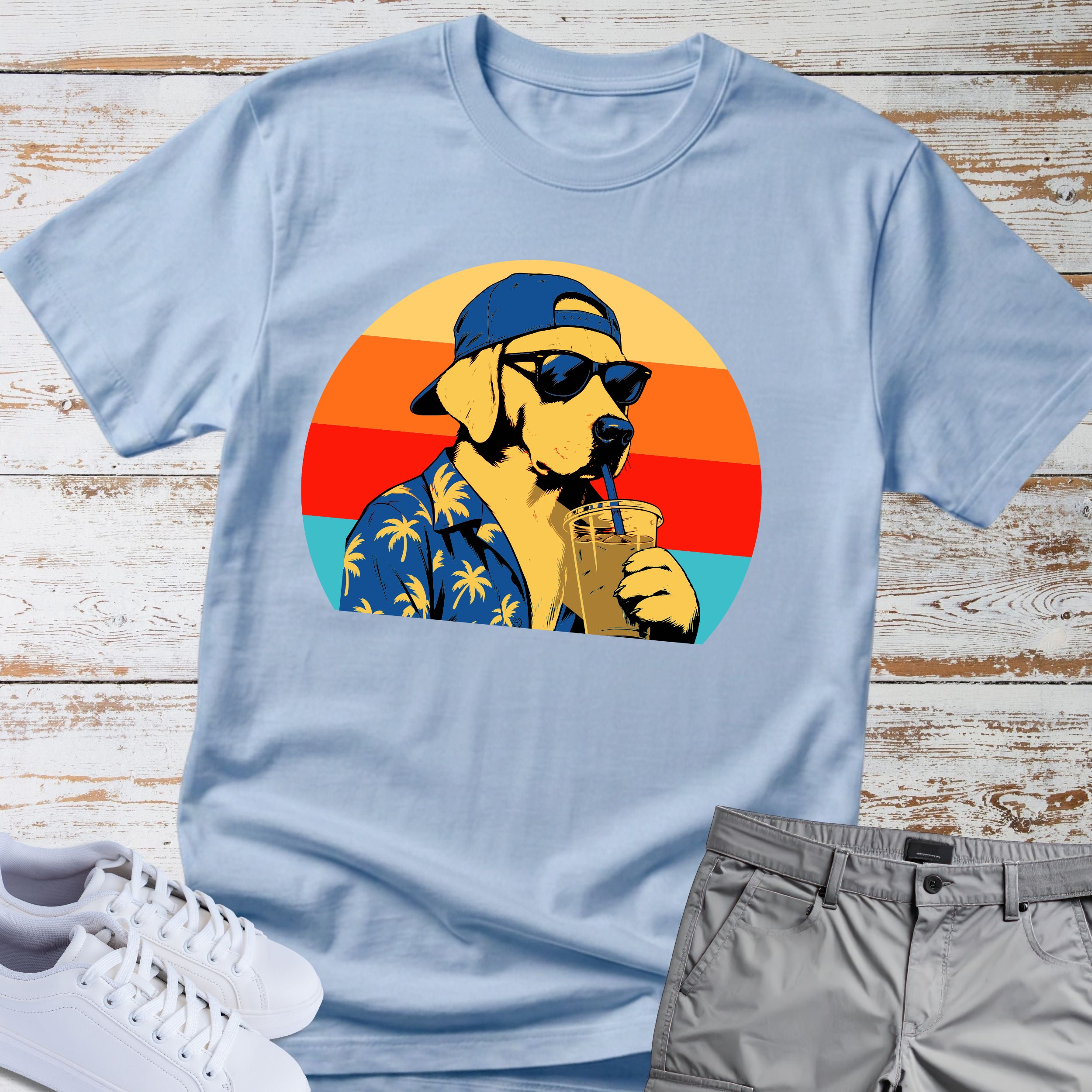 Labrador Retro Hawaiian Theme T-shirt