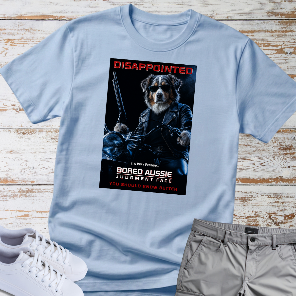 Disappointed Bored Dog Judgment Face — Australian Shepherd Tee