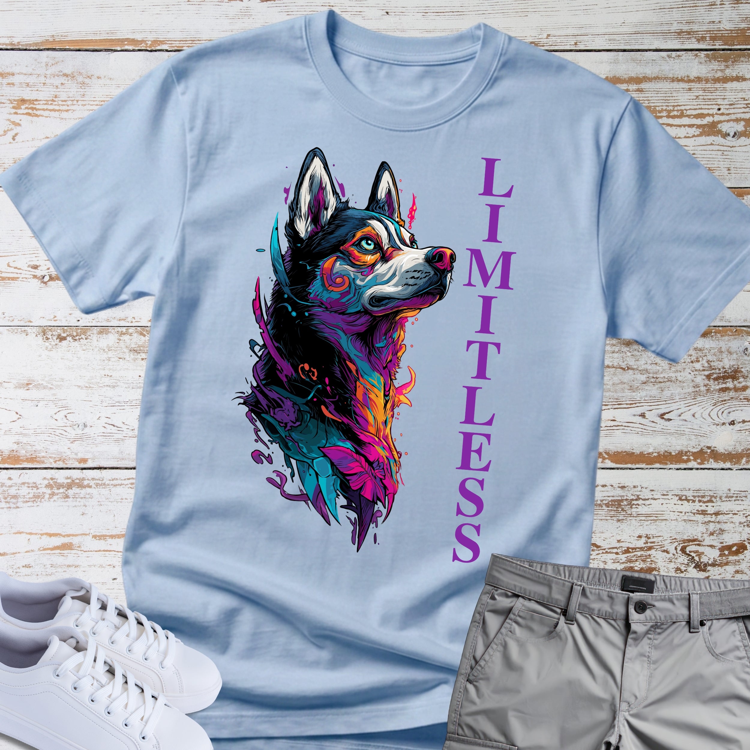 Limitless Colorful Siberian Husky T-Shirt