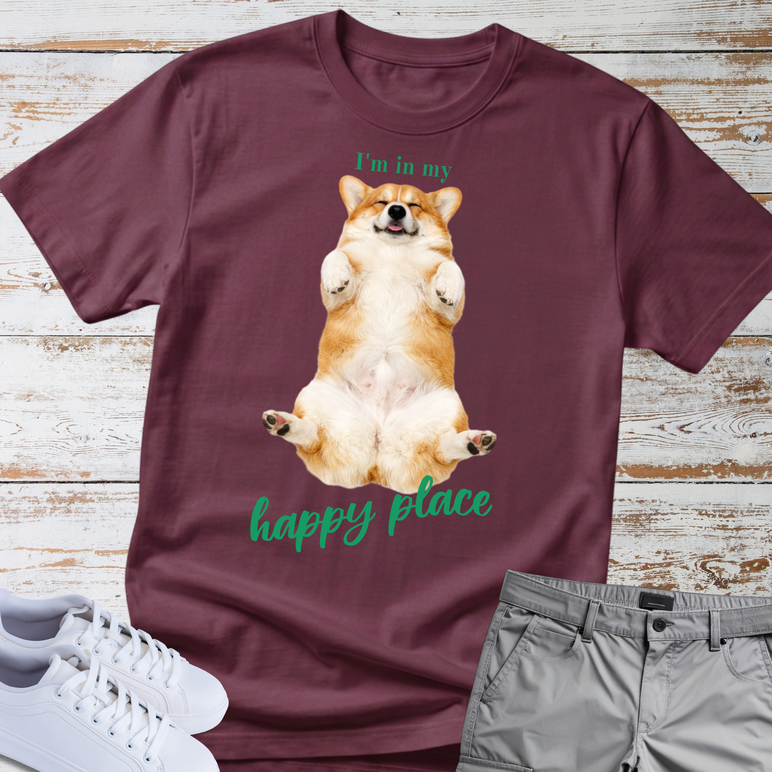 Corgi "I'm in my happy place" T-Shirt