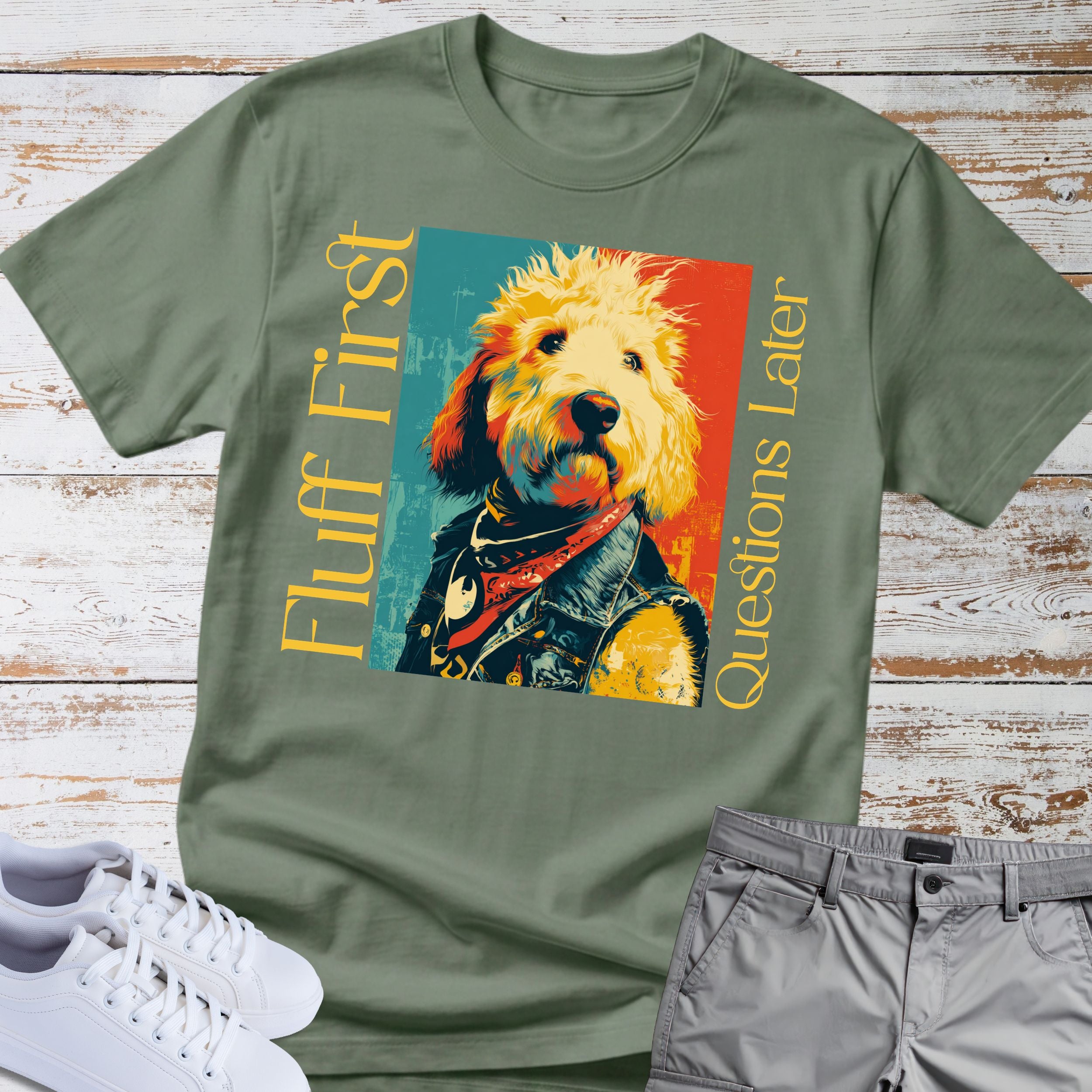 Goldendoodle Fluff First Questions Later T-shirt