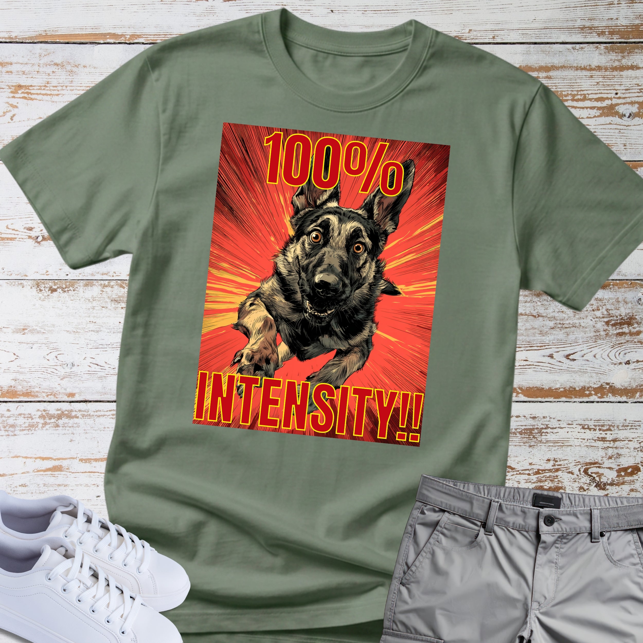 German Shepherd Bold Retro 100% Intensity T-Shirt