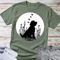 Goldendoodle Silhouette Floral Meadow Butterflies T-Shirt