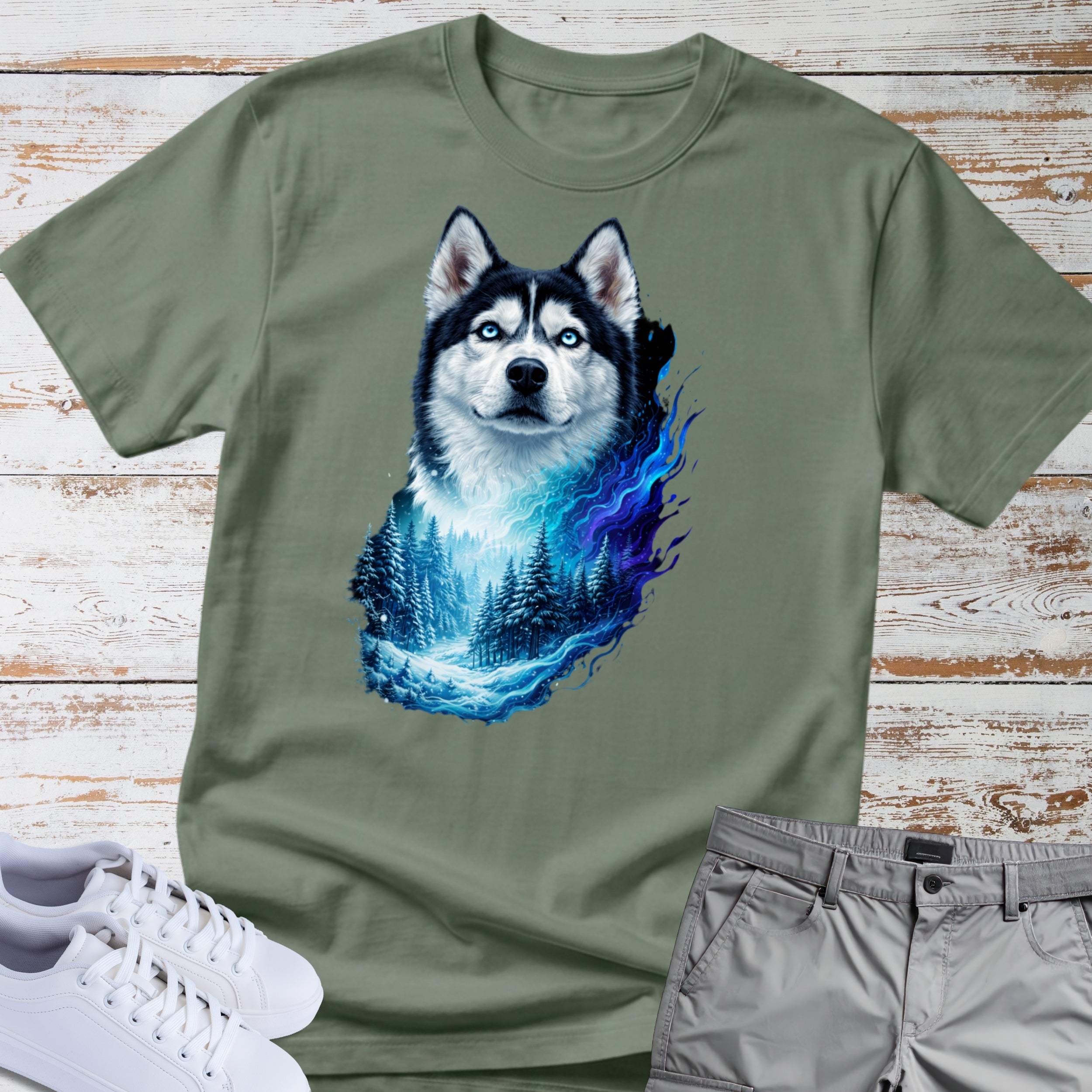 Siberian Husky Arctic Forest Tee
