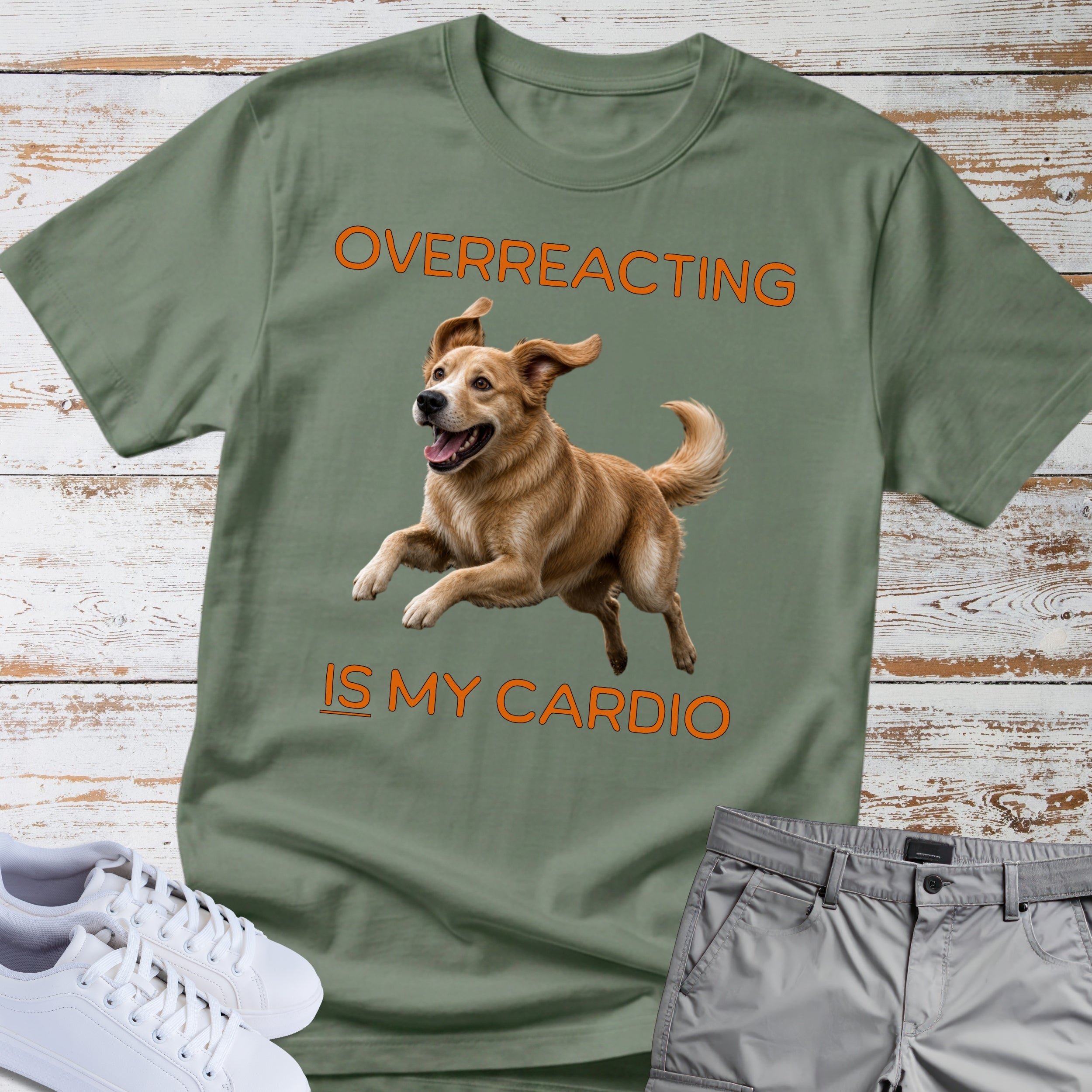 Golden Retriever "Overreacting Is My Cardio" T-Shirt