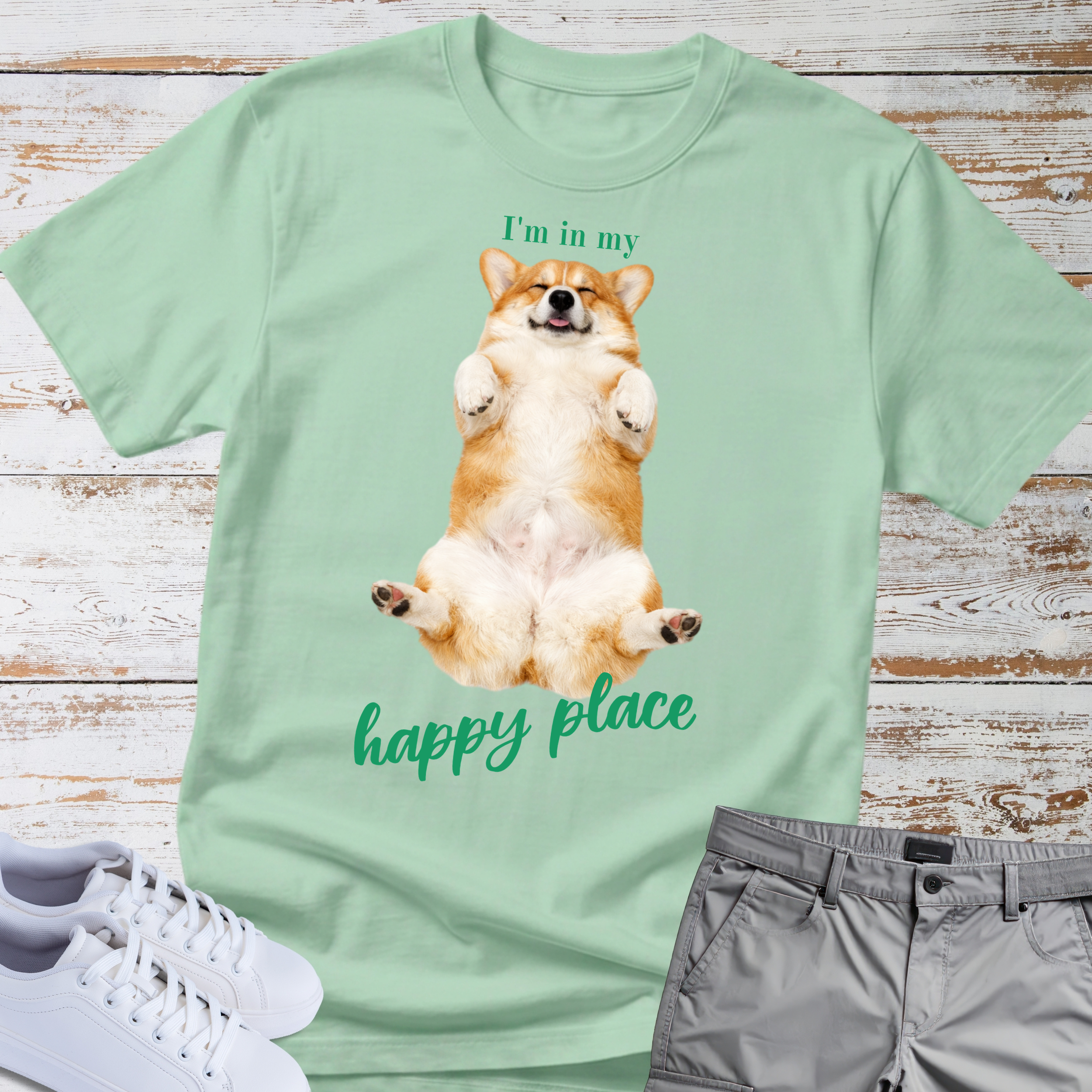 Corgi "I'm in my happy place" T-Shirt
