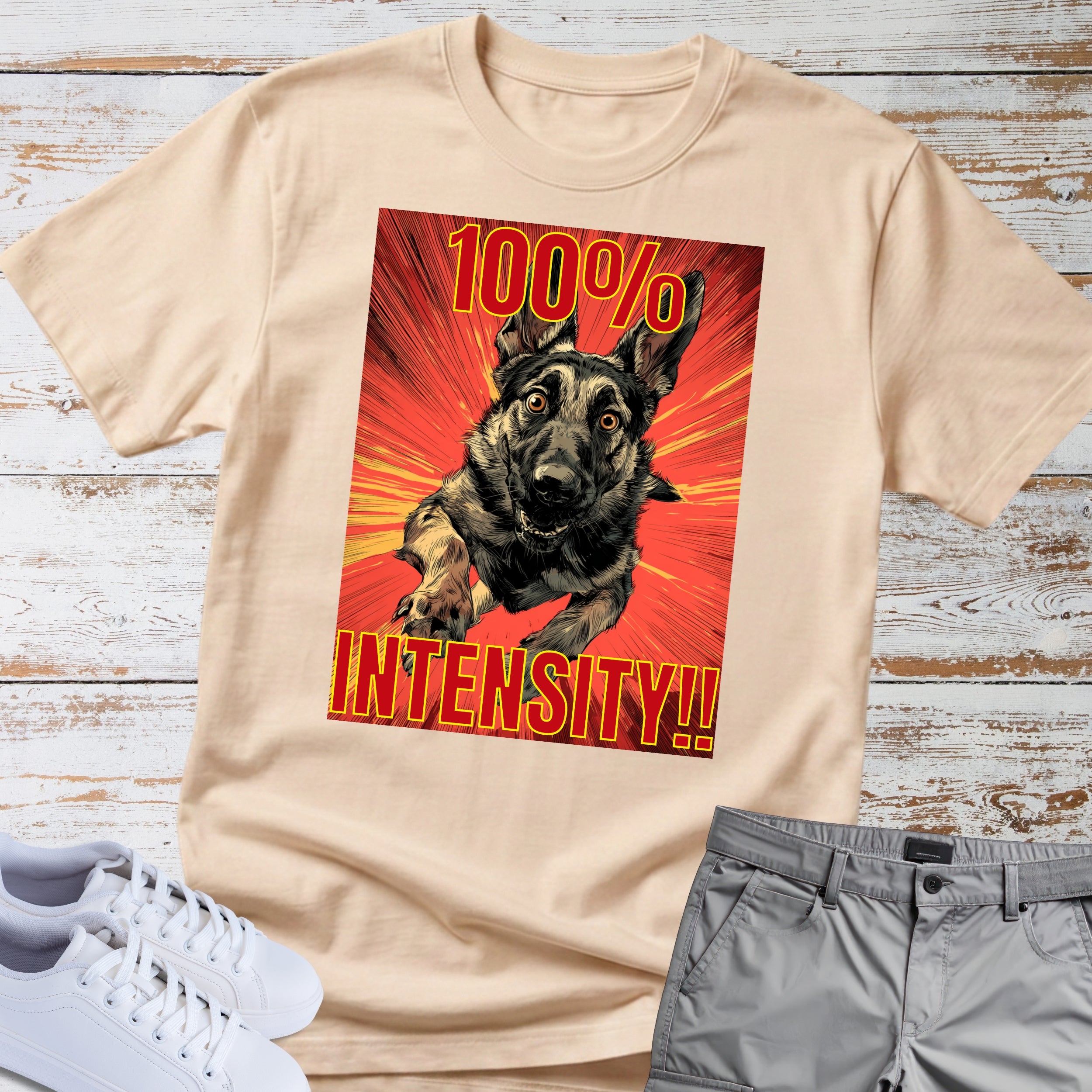 German Shepherd Bold Retro 100% Intensity T-Shirt