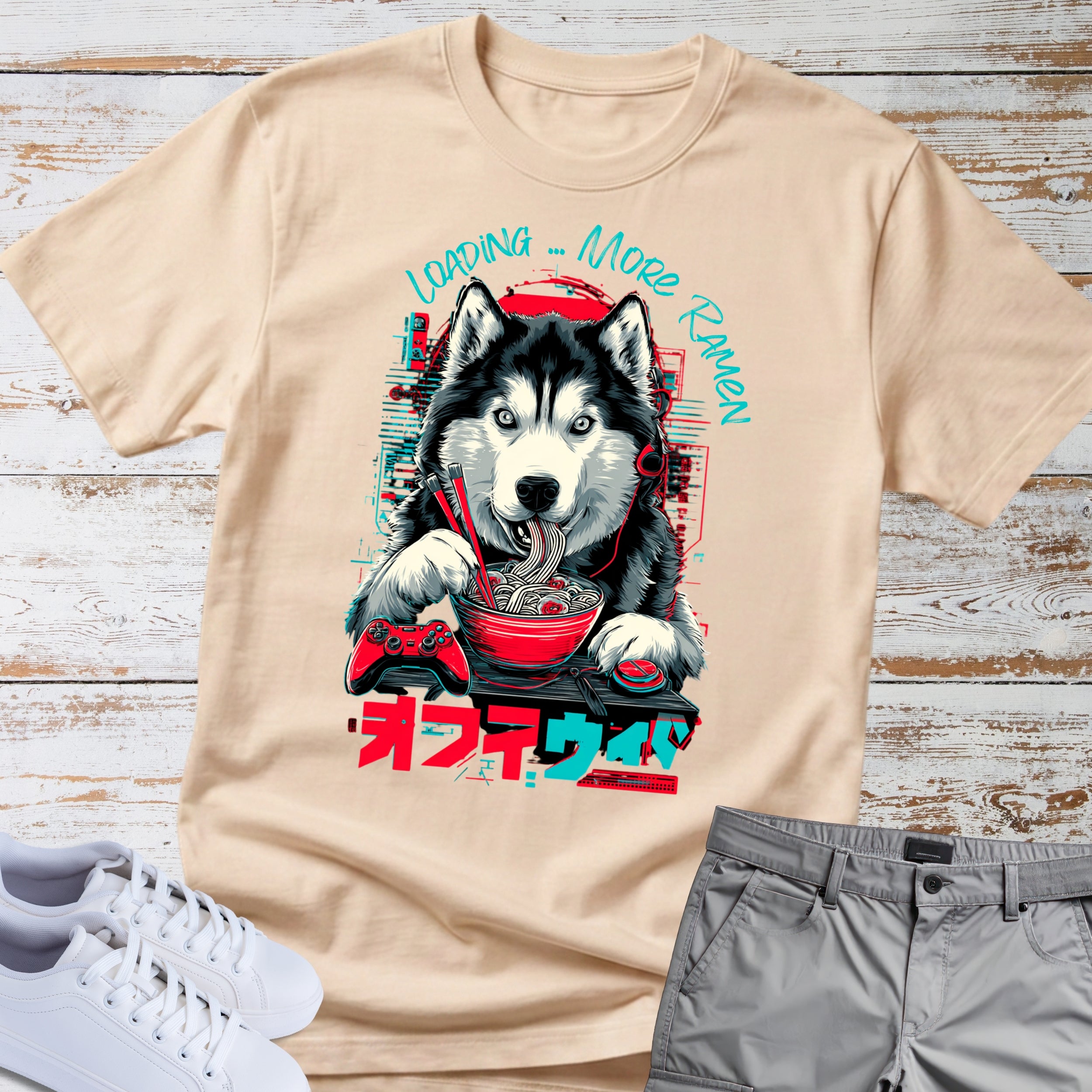 Gaming Siberian Husky Ramen T-Shirt