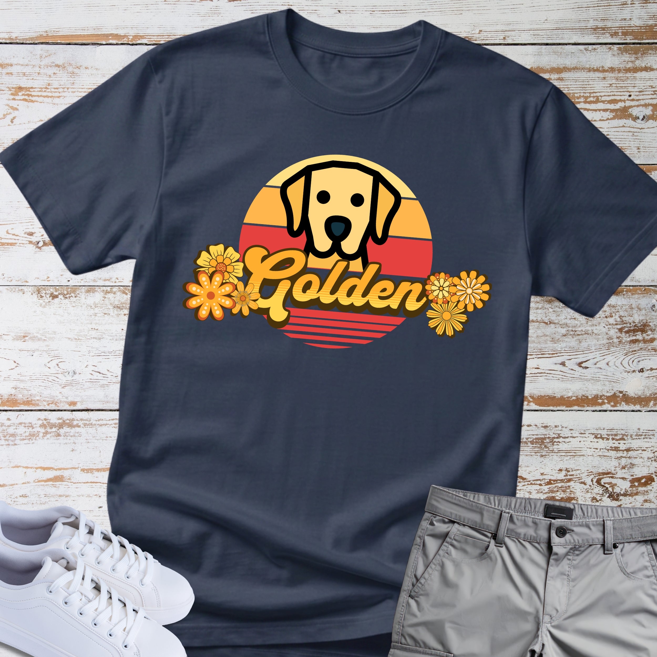 Golden Retriever Vintage Sunset T-Shirt