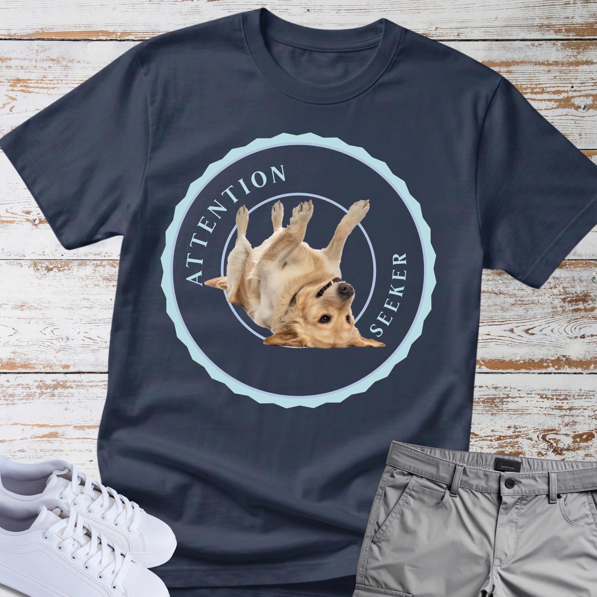 Golden Retriever "Attention Seeker" Honour Badge T-Shirt