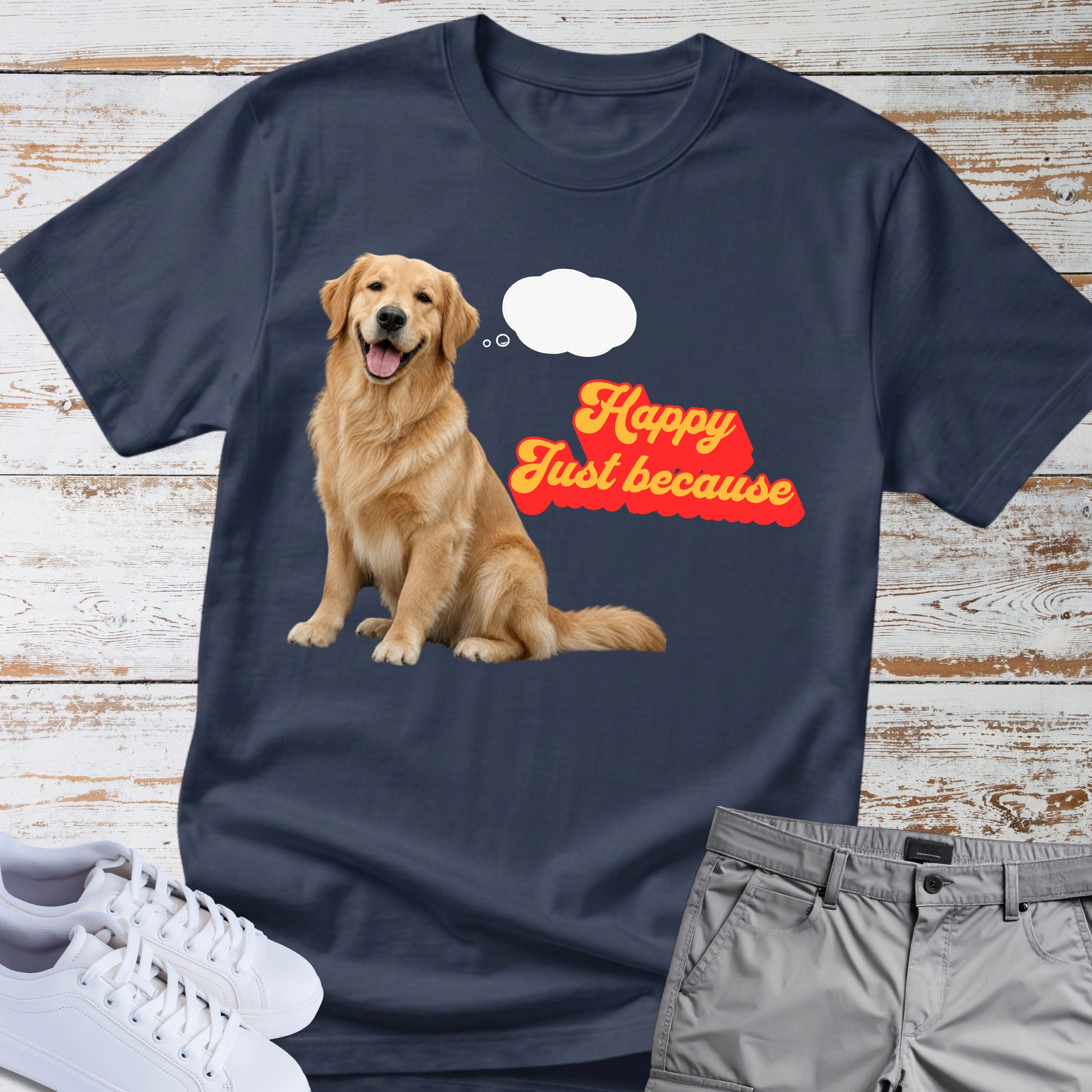 Golden Retriever "Happy Just Because" T-Shirt