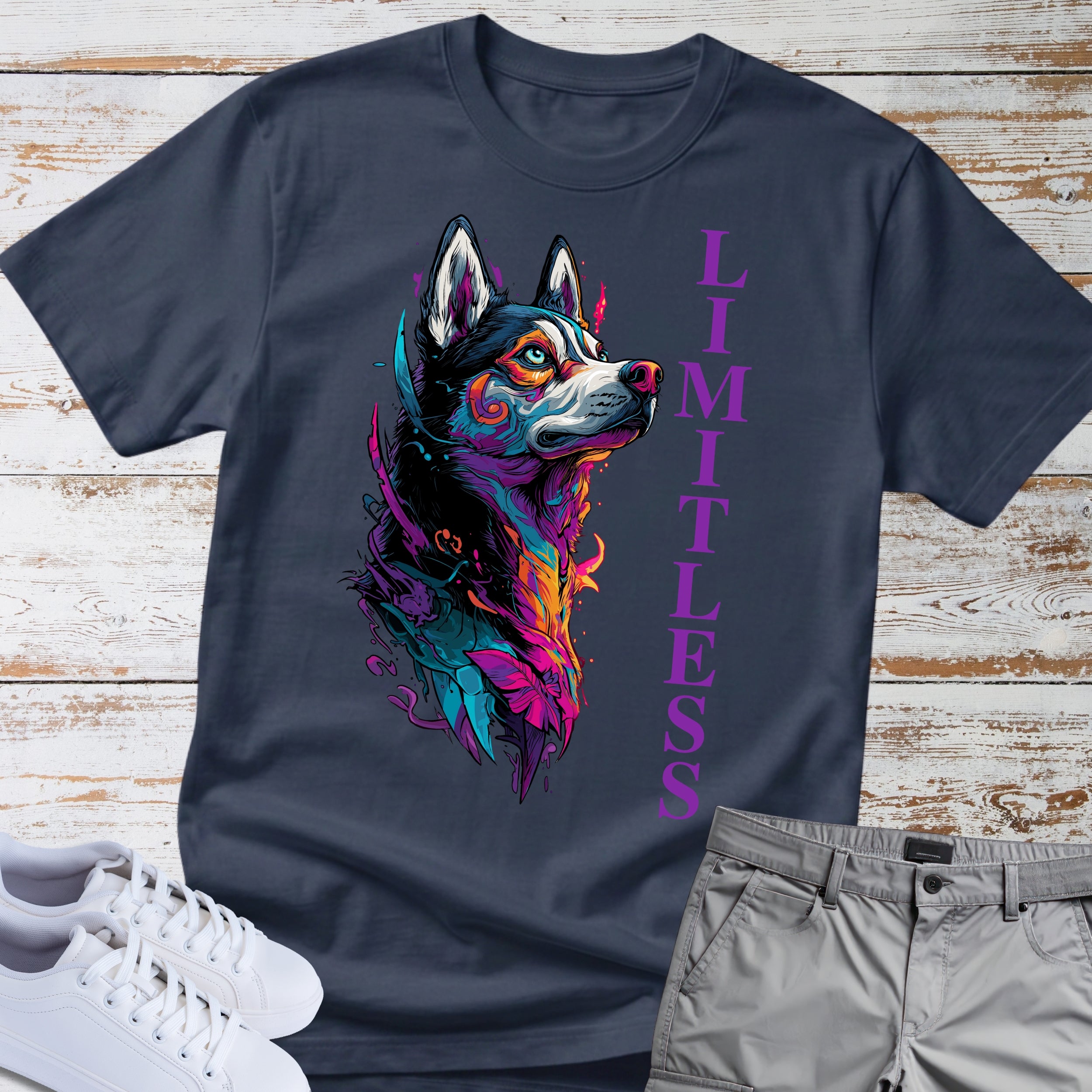 Limitless Colorful Siberian Husky T-Shirt