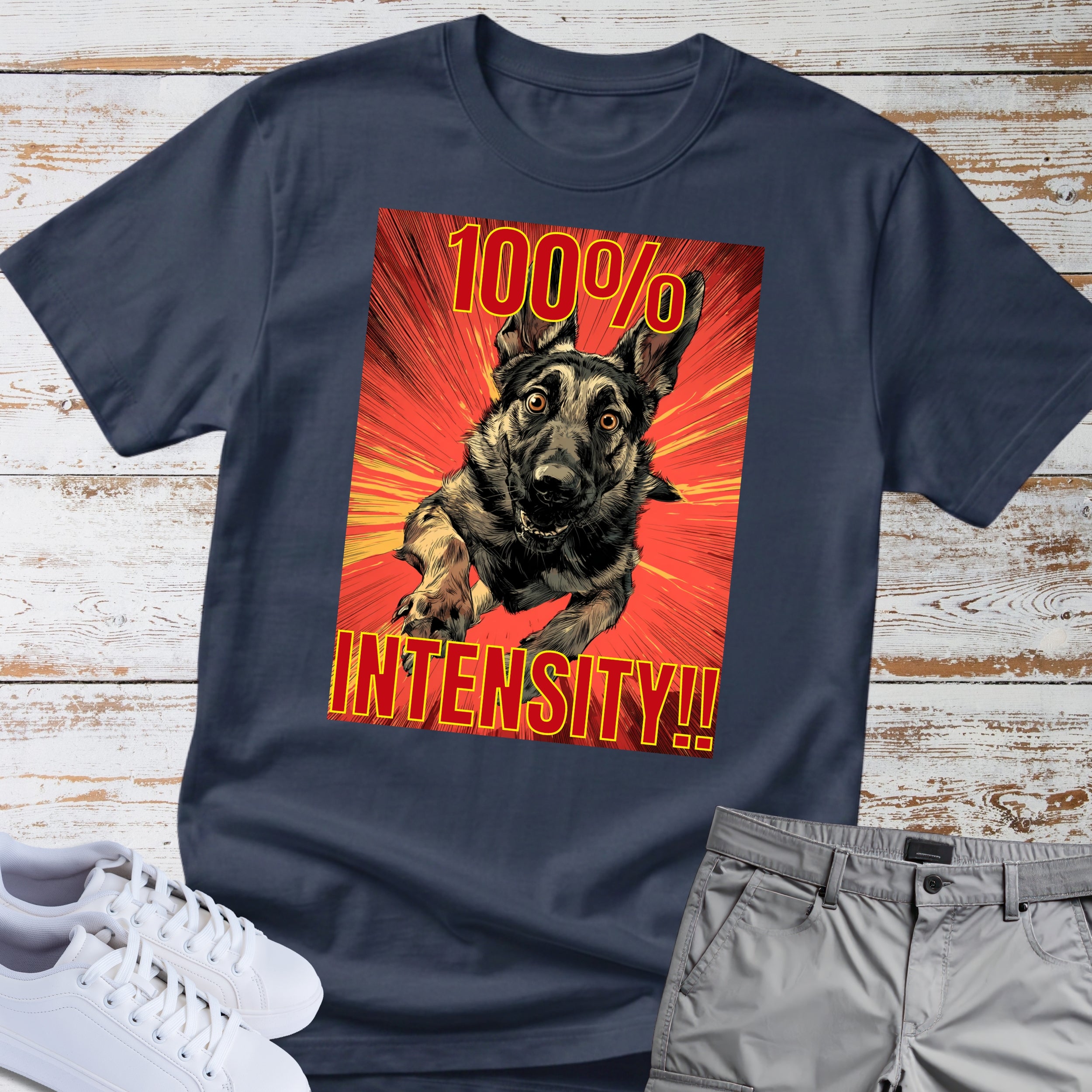 German Shepherd Bold Retro 100% Intensity T-Shirt