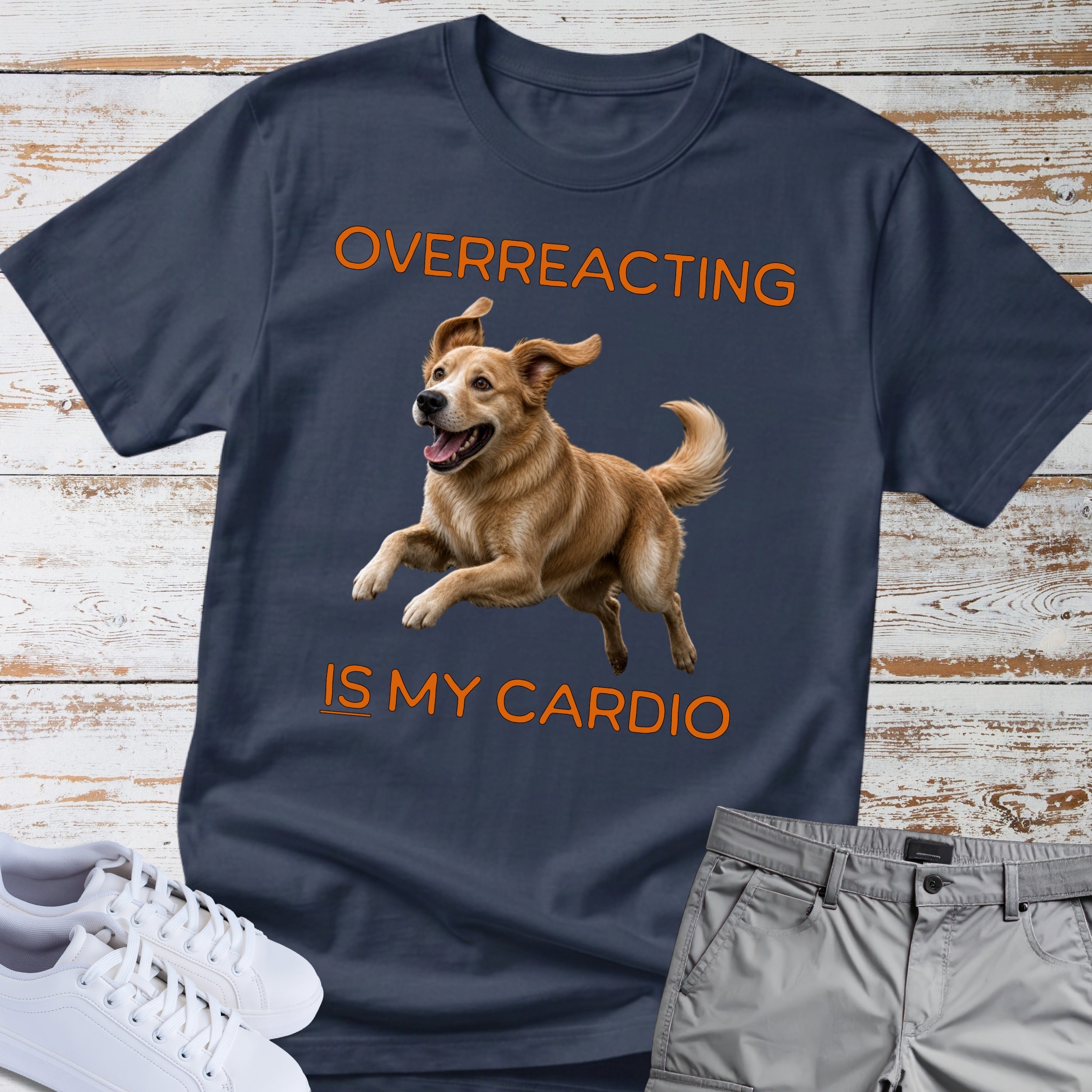 Golden Retriever "Overreacting Is My Cardio" T-Shirt