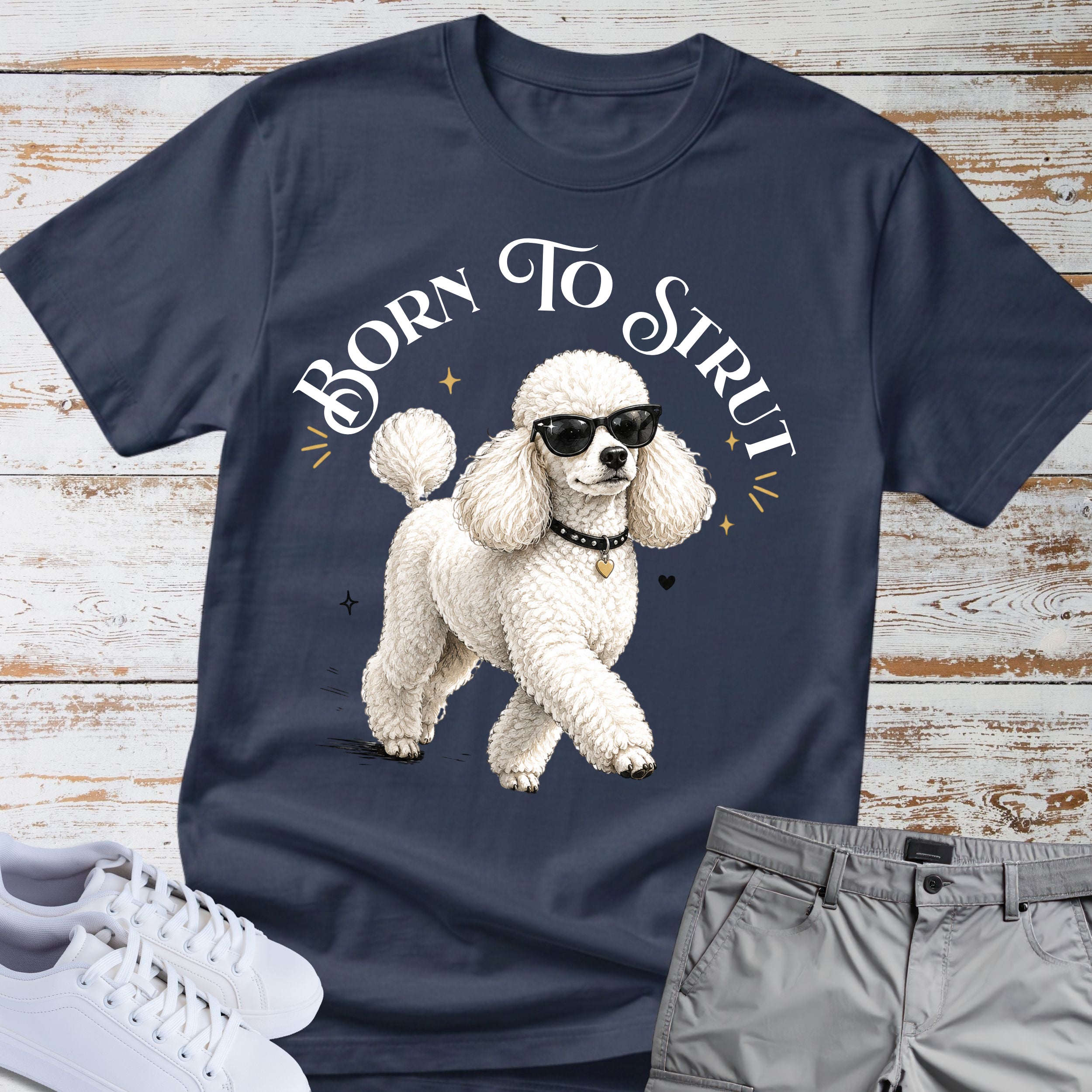 Born to Strut Cool Poodle Sunglasses T-Shirt