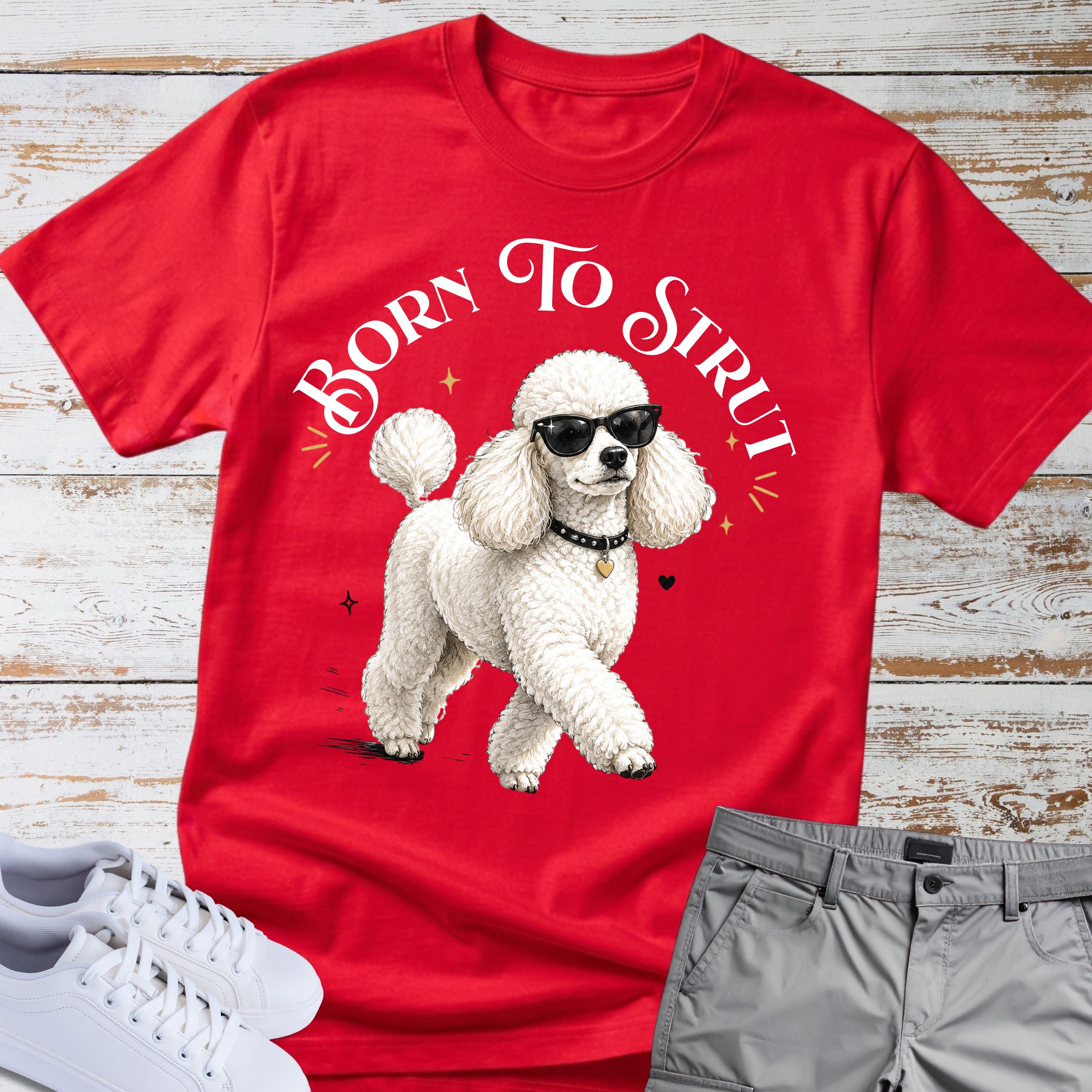 Born to Strut Cool Poodle Sunglasses T-Shirt