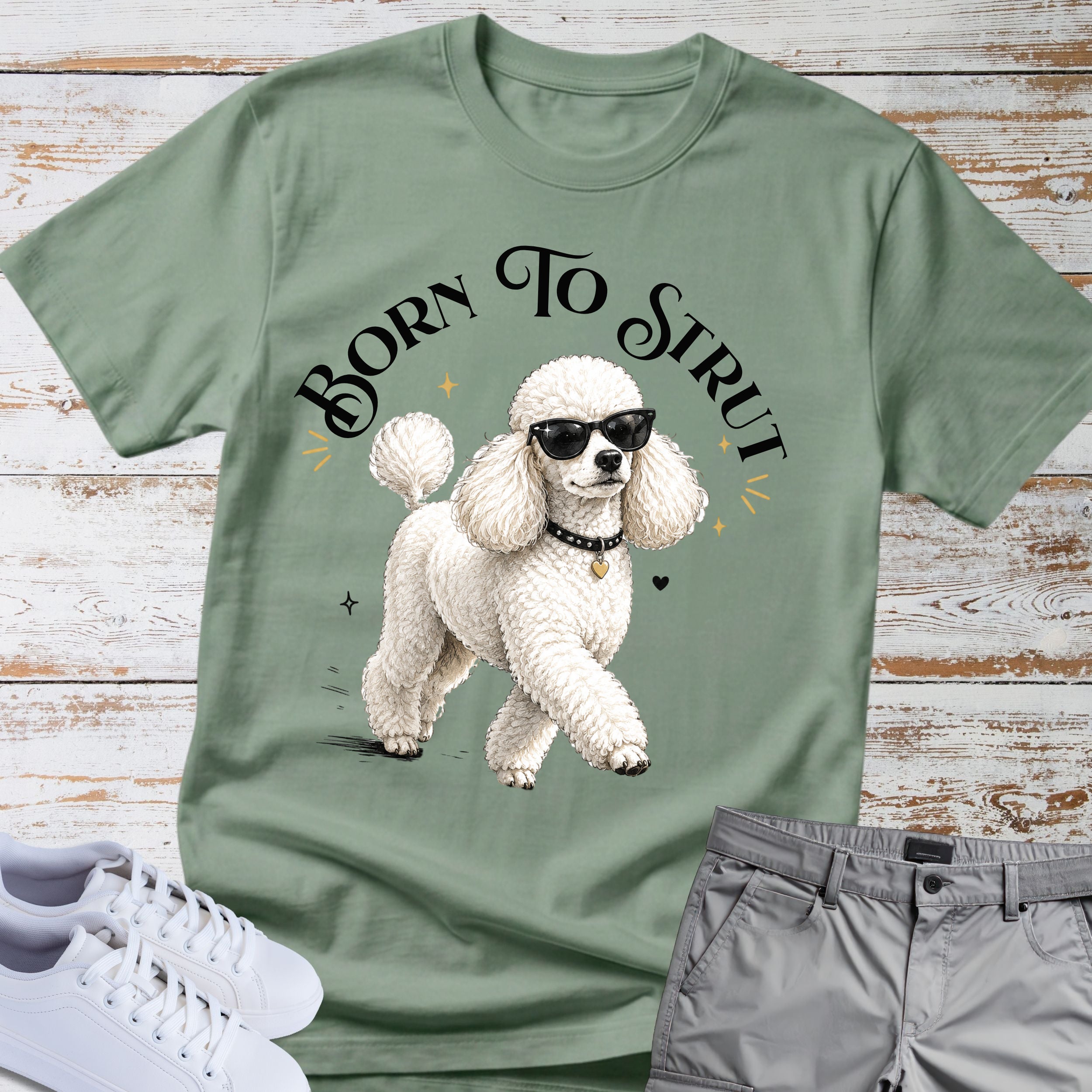 Born to Strut Cool Poodle Sunglasses T-Shirt
