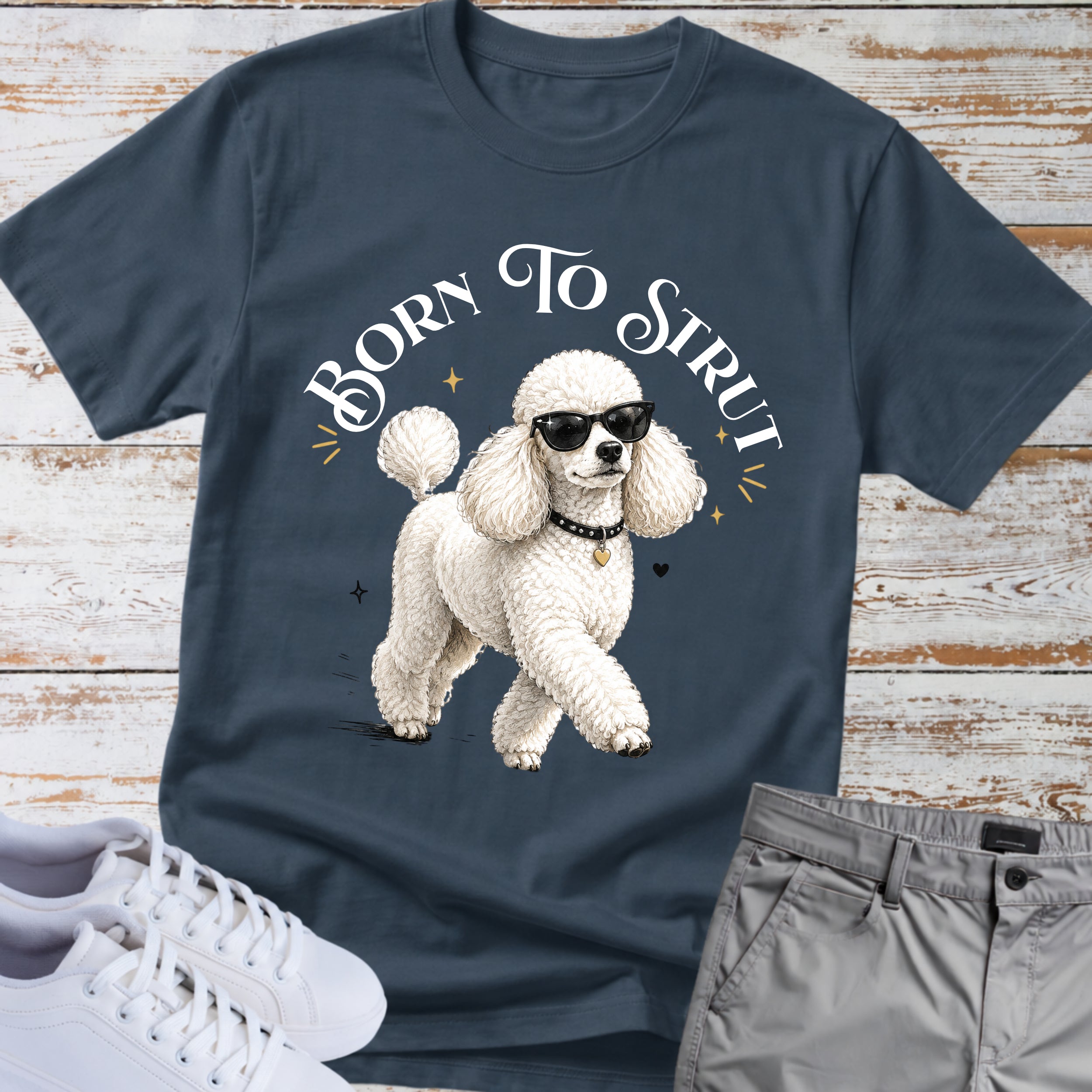 Born to Strut Cool Poodle Sunglasses T-Shirt