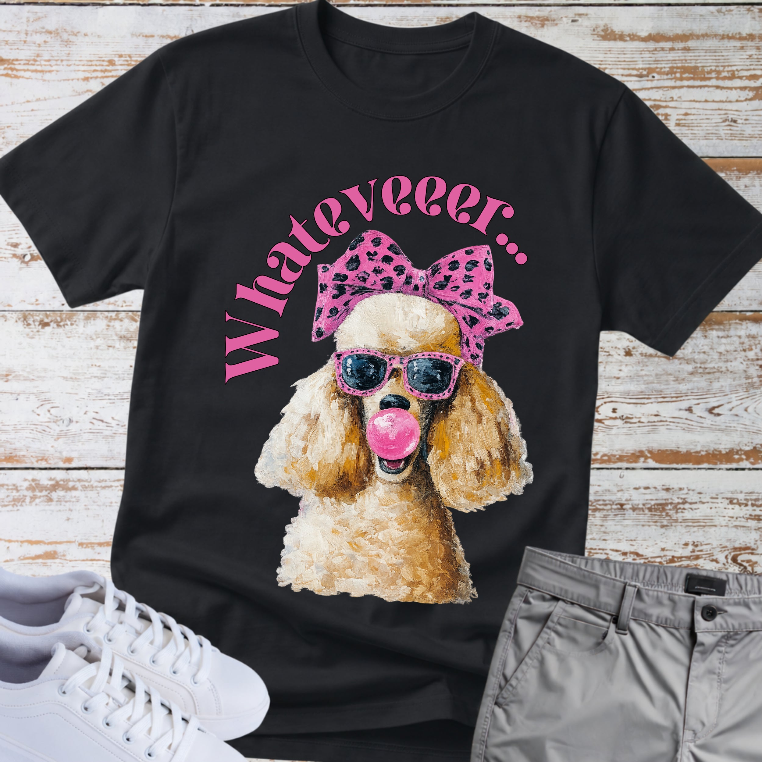 Poodle "Whatever" Sassy Bubblegum T-shirt