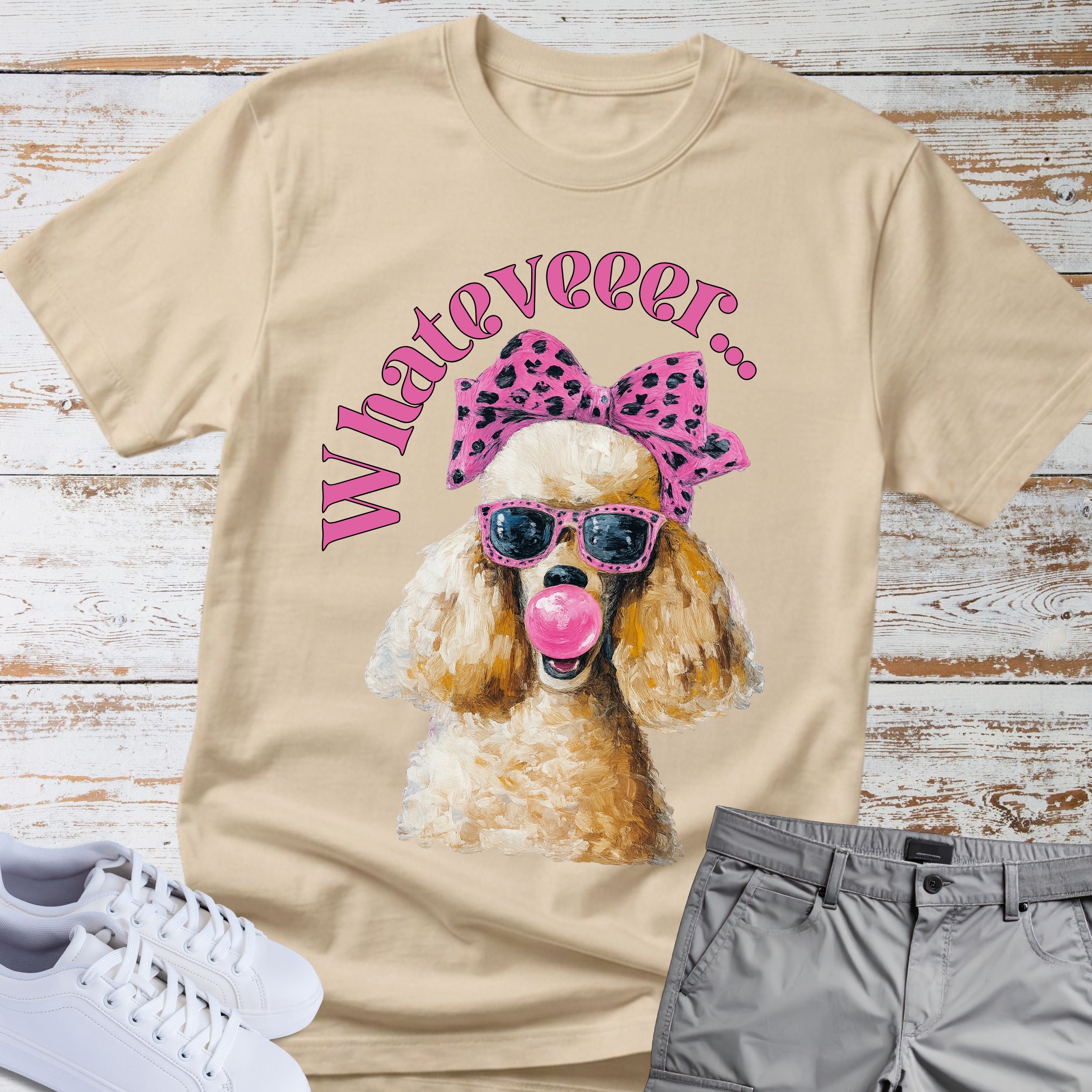 Poodle "Whatever" Sassy Bubblegum T-shirt