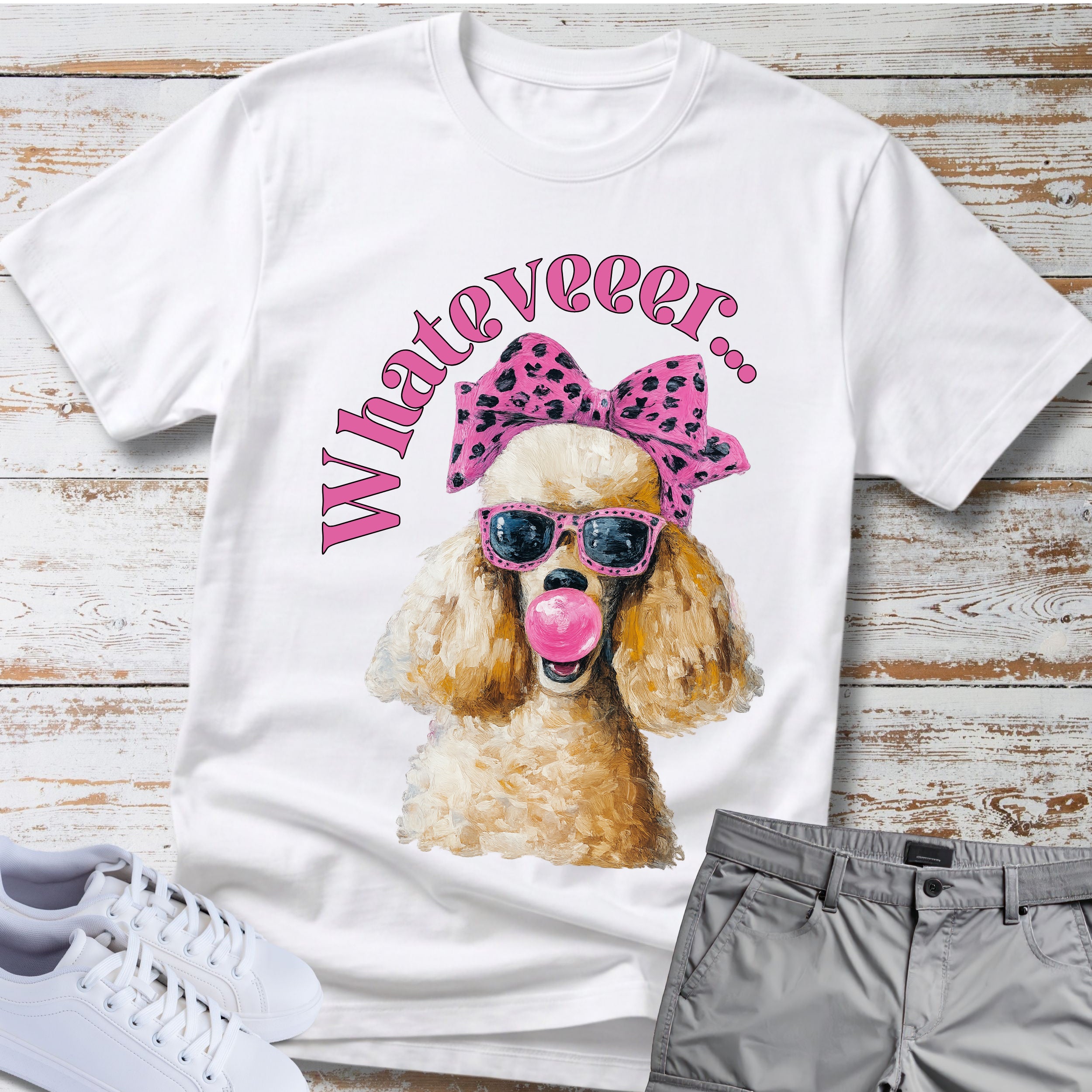 Poodle "Whatever" Sassy Bubblegum T-shirt