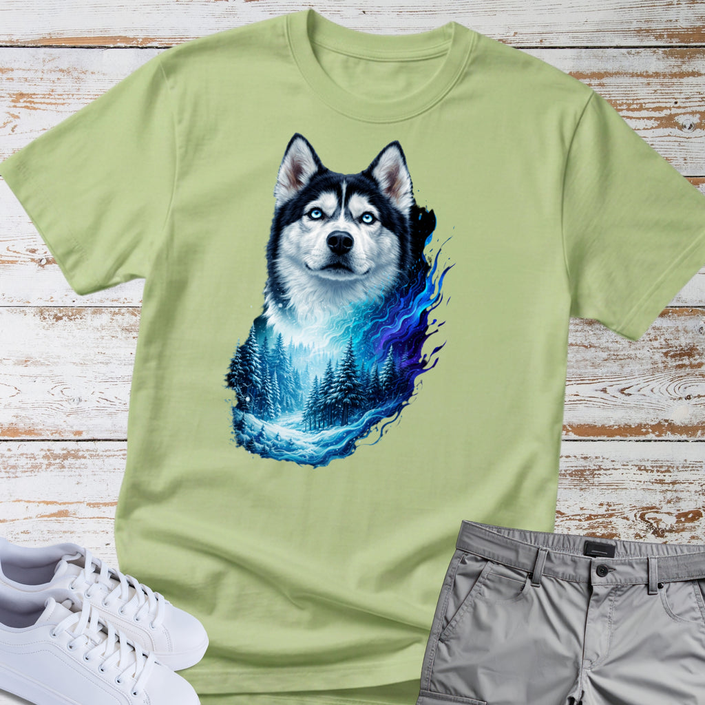 Siberian Husky Arctic Forest Graphic Tee
