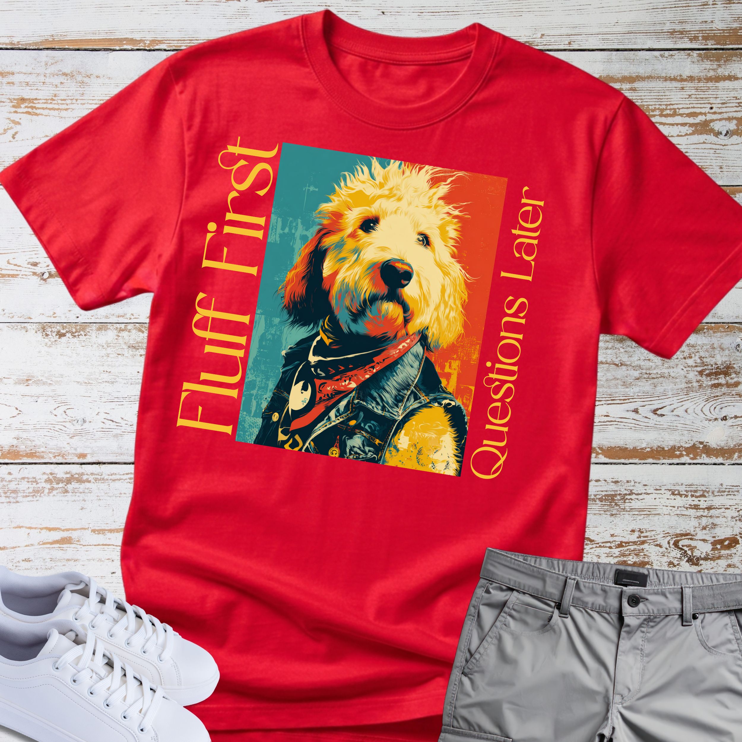 Goldendoodle Fluff First Questions Later T-shirt