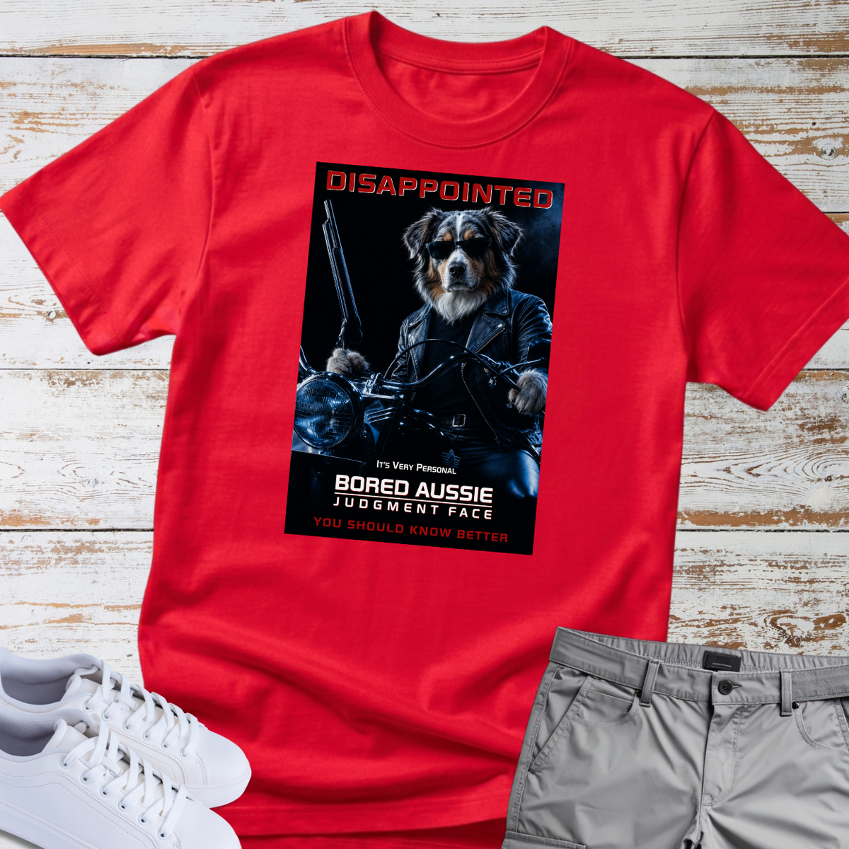 Disappointed Bored Dog Judgment Face — Australian Shepherd Tee