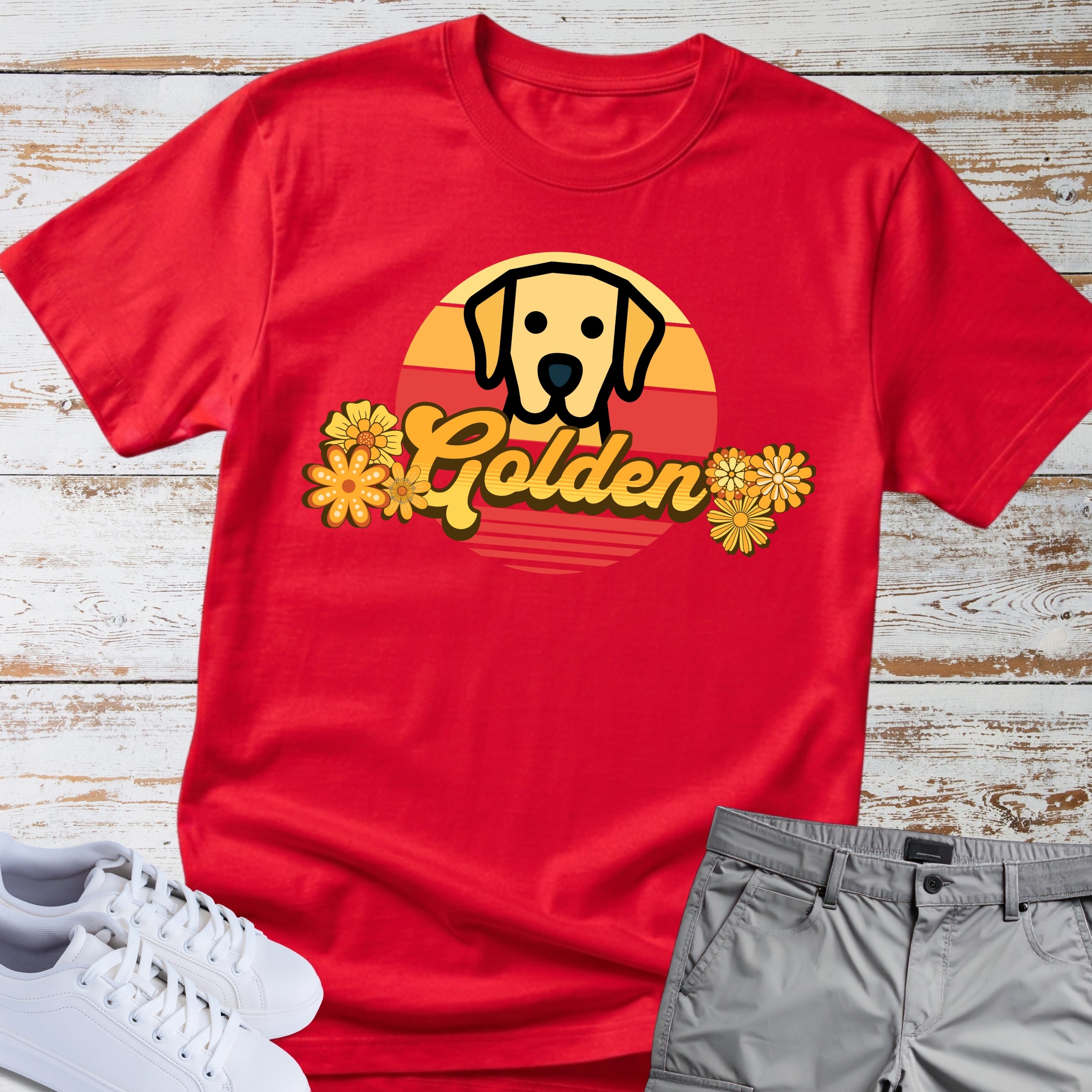 Golden Retriever Vintage Sunset T-Shirt