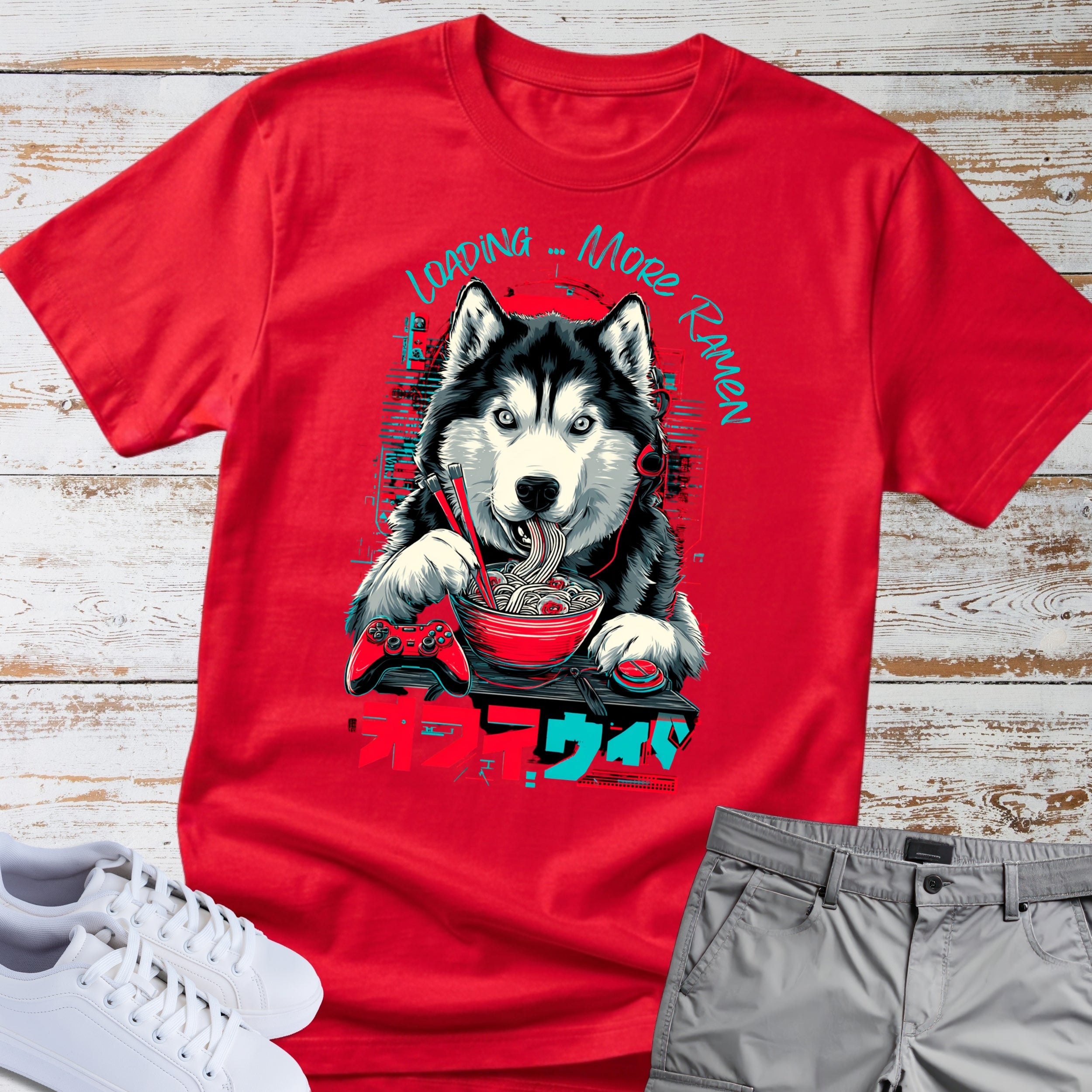 Gaming Siberian Husky Ramen T-Shirt