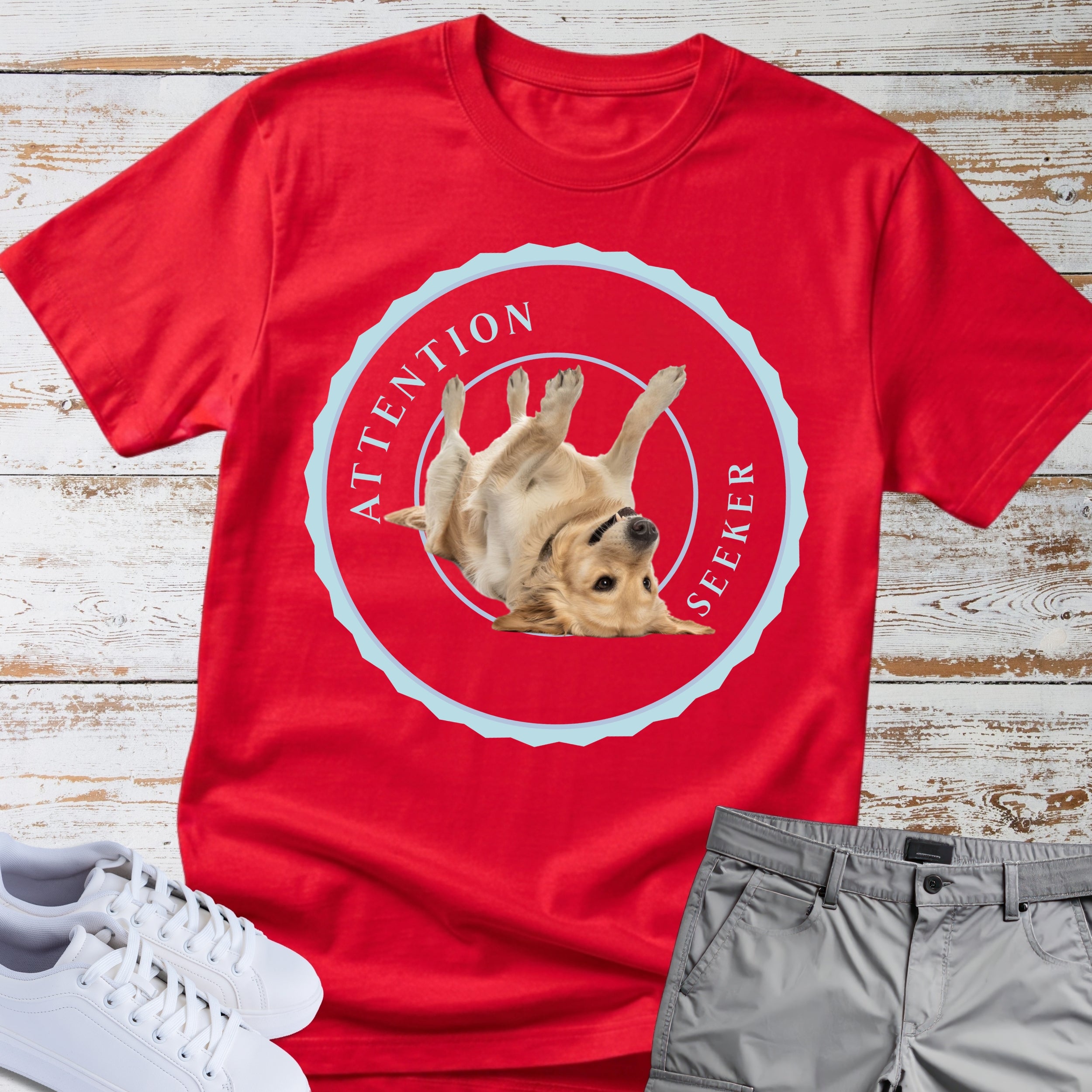 Golden Retriever "Attention Seeker" Honour Badge T-Shirt